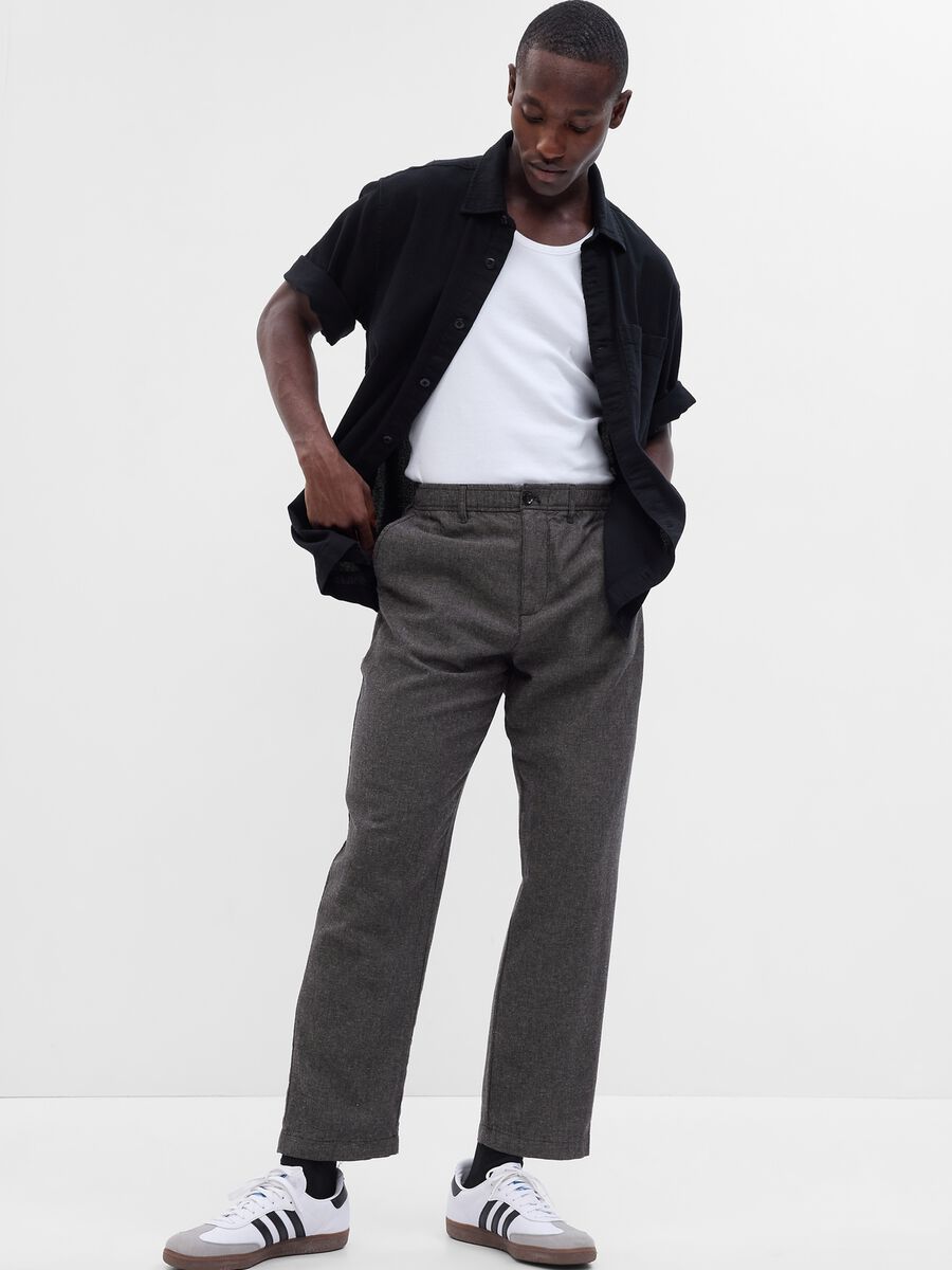 Relaxed-fit trousers in linen and cotton Man_0