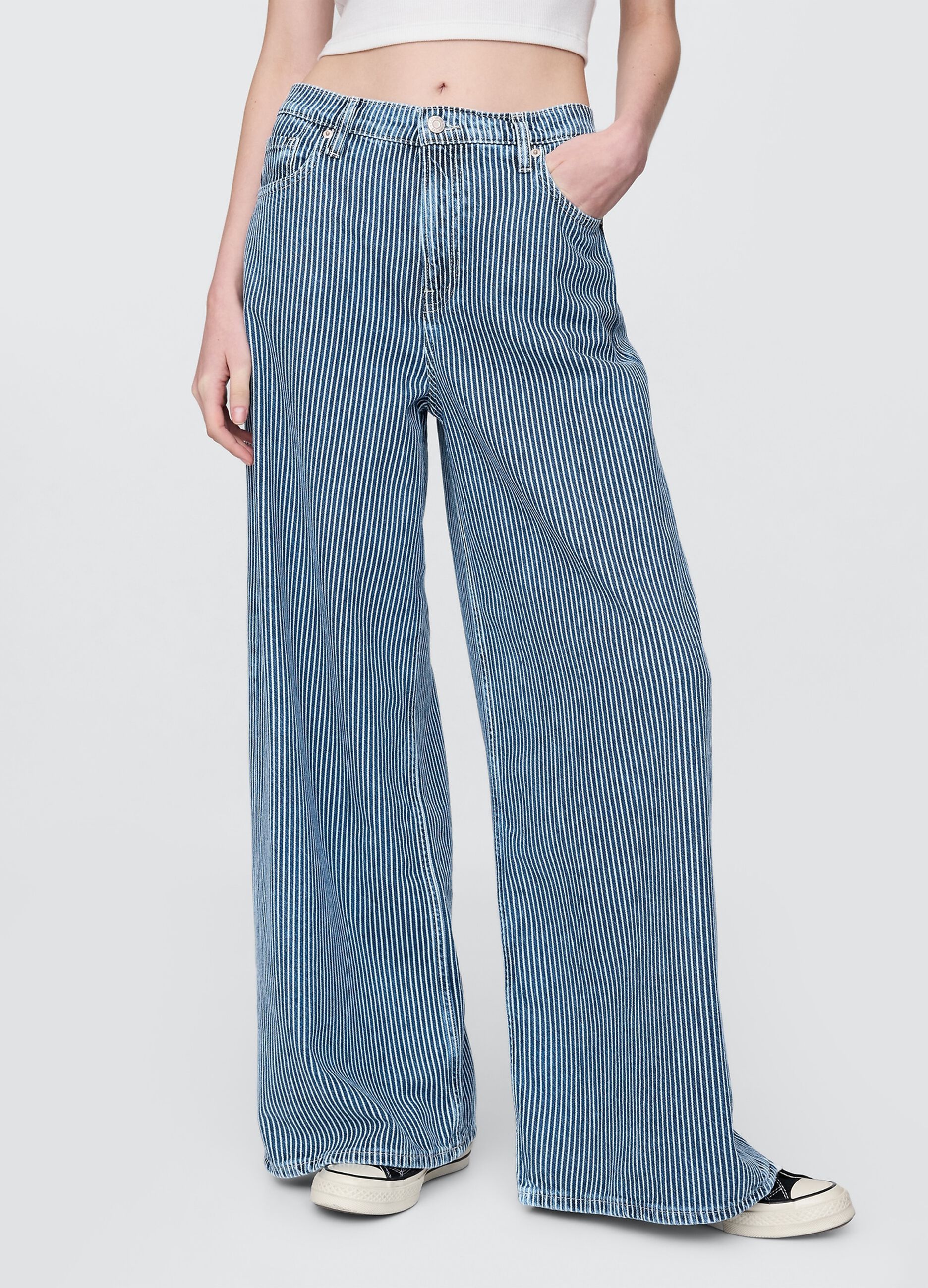 Jeans a righe bianche e blu Gap in misto cotone e Lyocell_1