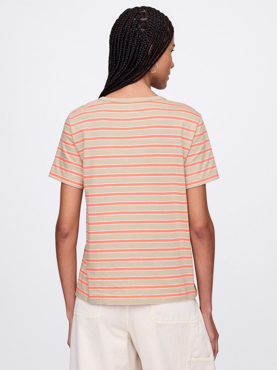 T-shirt a righe arancioni e beige in cotone Gap Donna_2