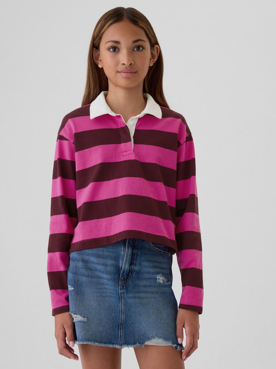 Polo a righe con maniche lunghe Bambina_0