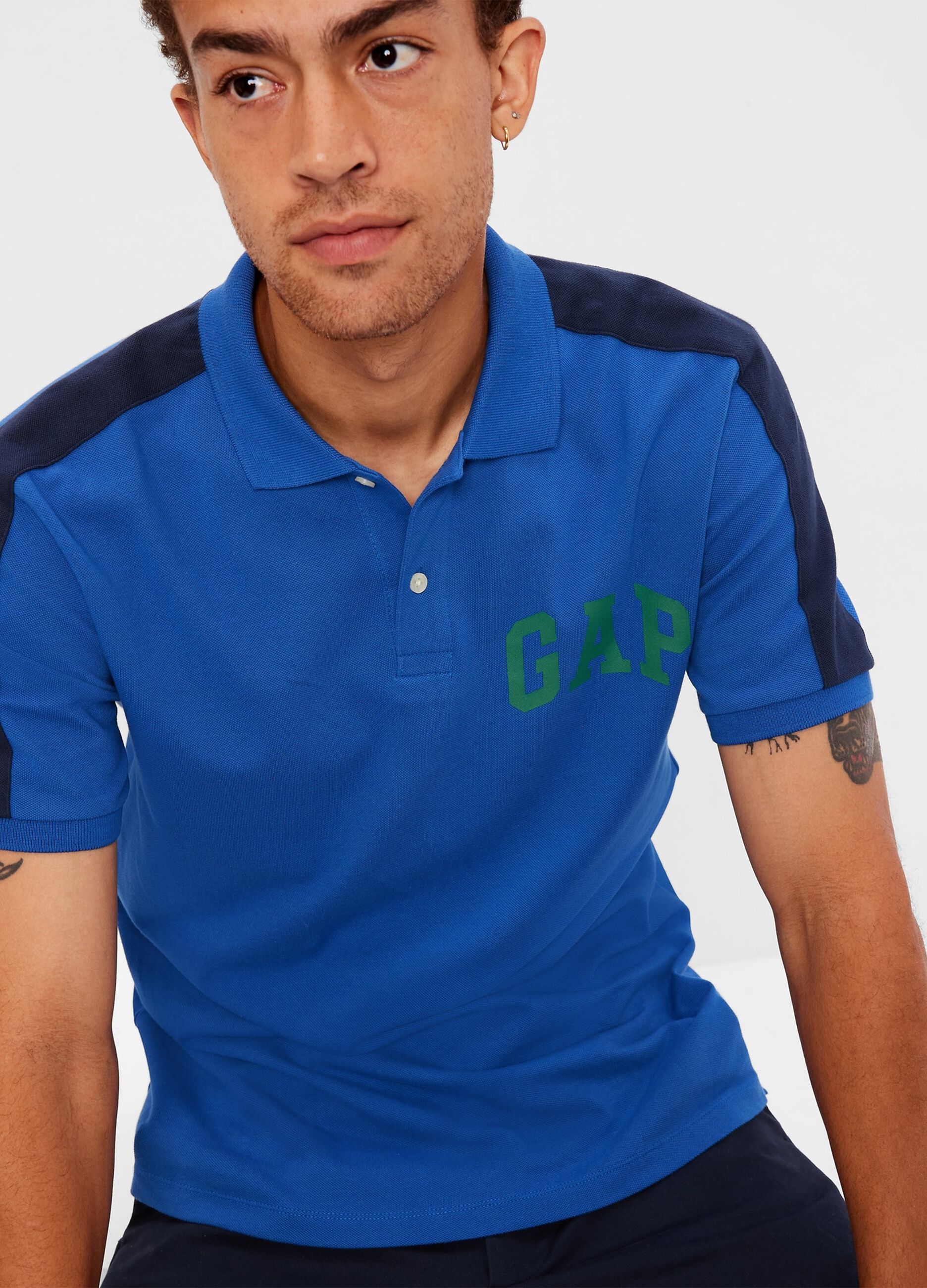 Pique polo shirt with logo print