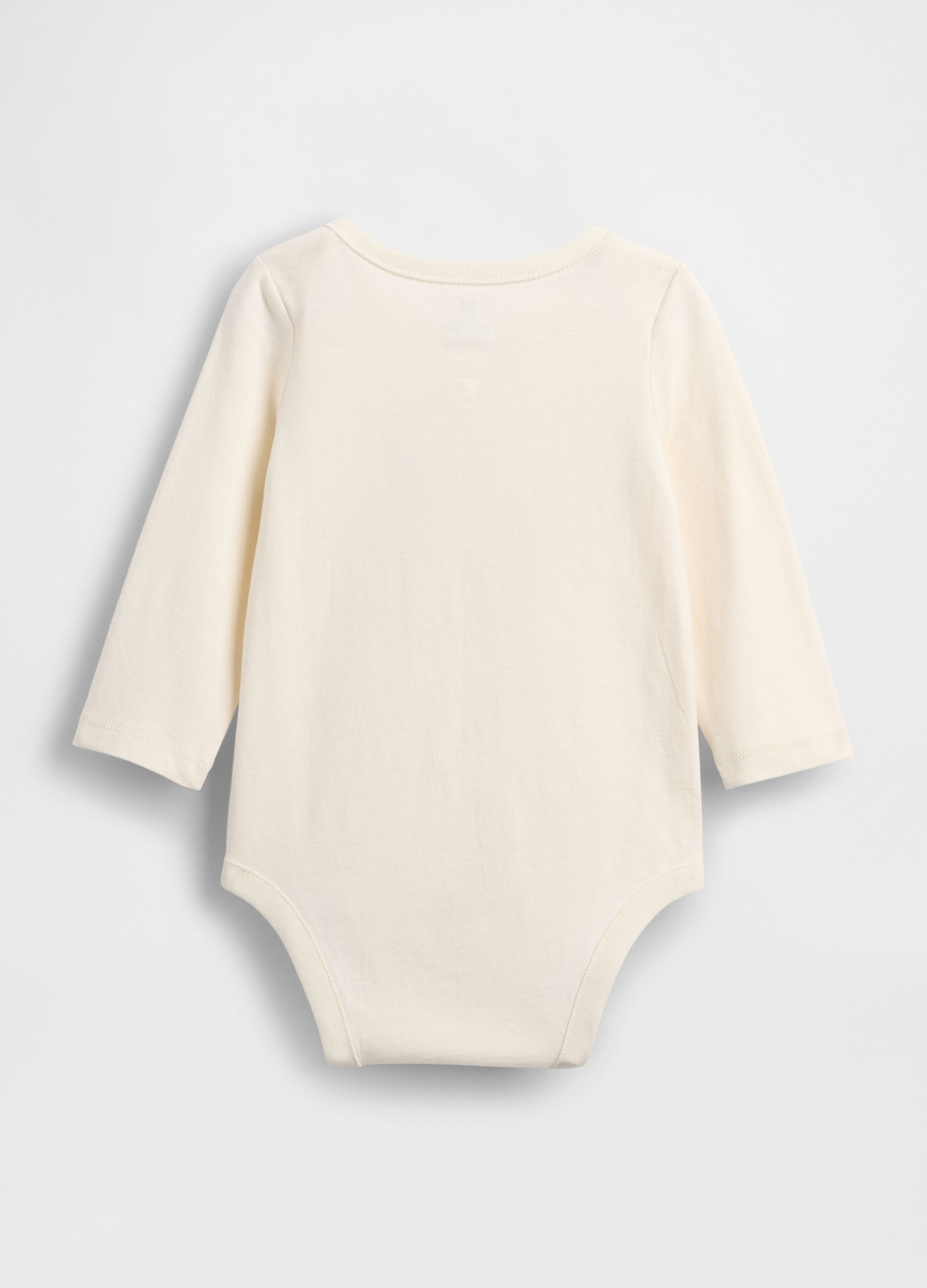 Beige cotton bodysuit with teddy bear print_1