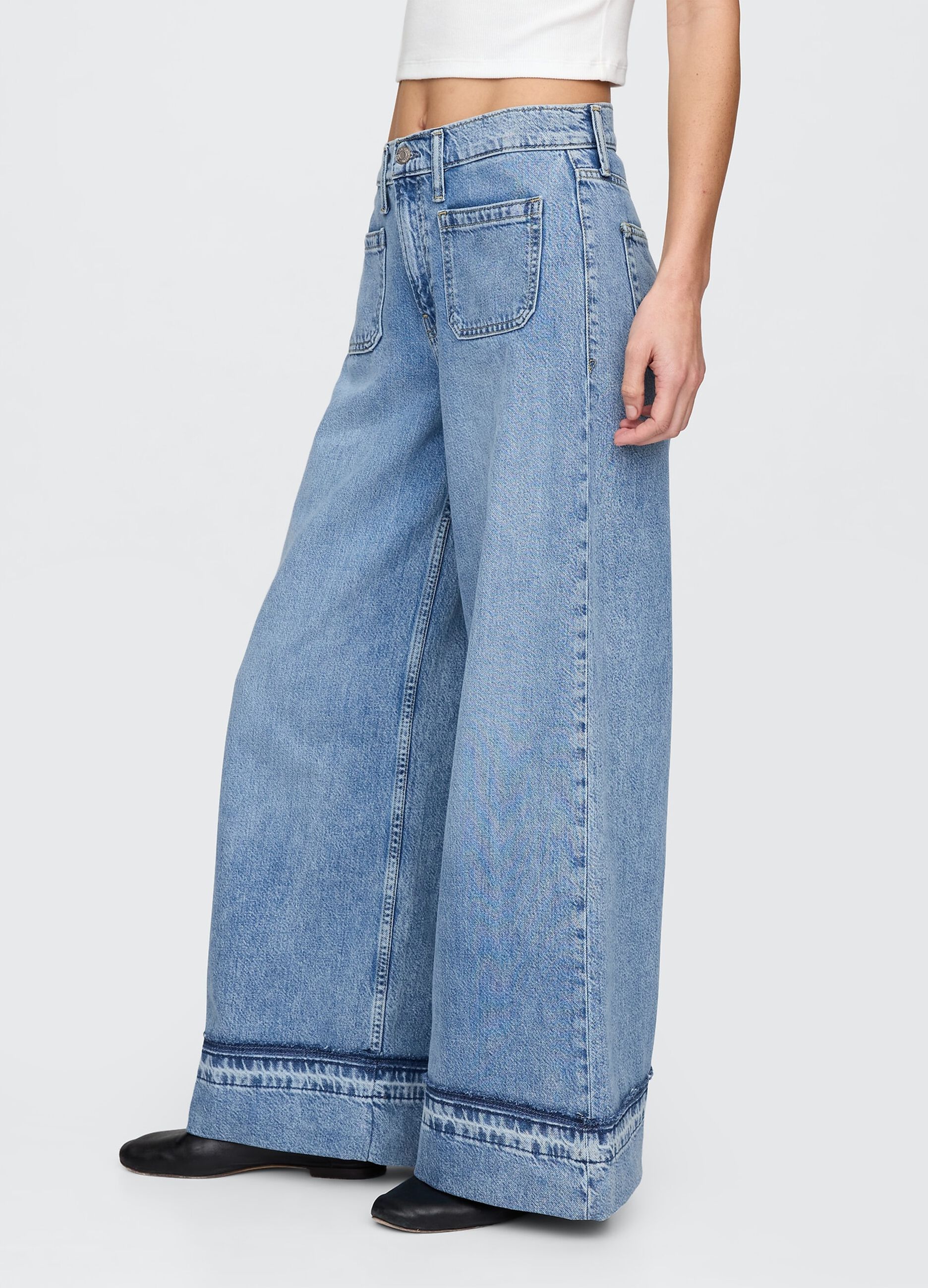 Jeans a gamba larga in denim Gap_2