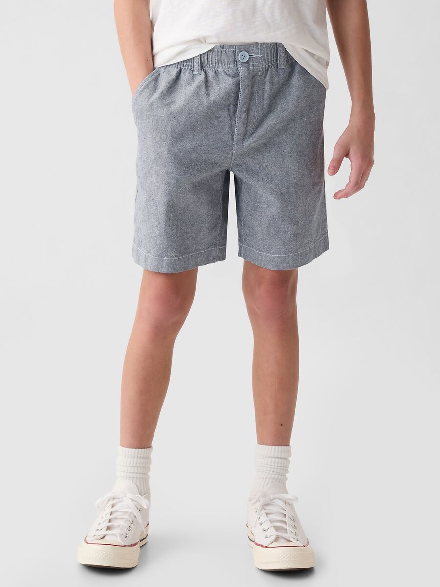 Bermuda in lino e viscosa con vita stretch Bambino_1