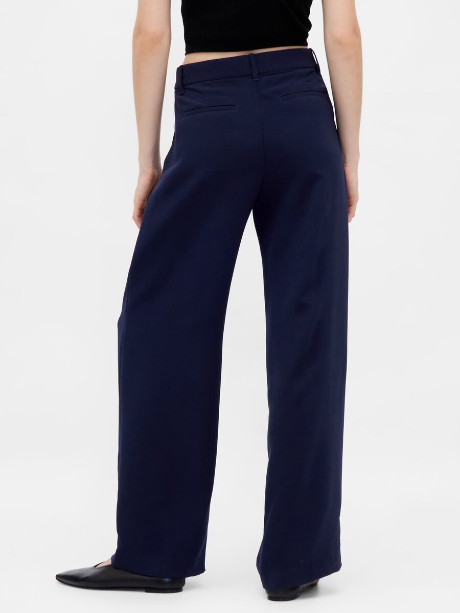 Wide-leg blue trousers in stretchy fabric Woman_2