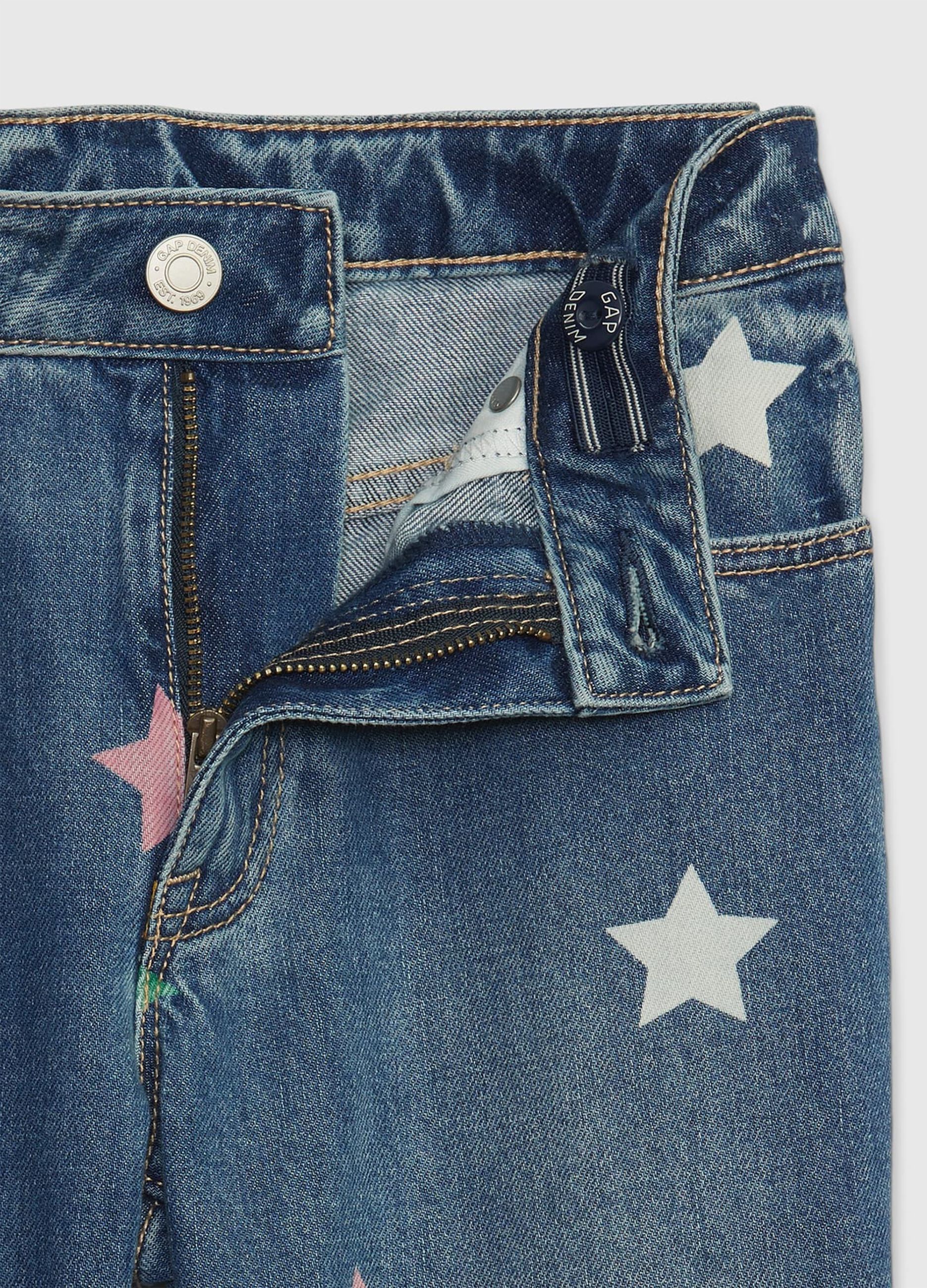 Jeans girlfriend con stampa stelle multicolor_2