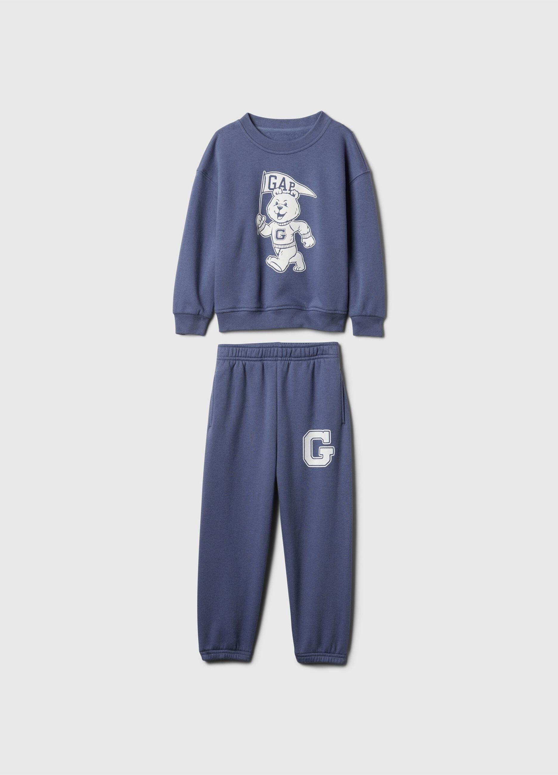 Jogging set con stampa orsetto e logo