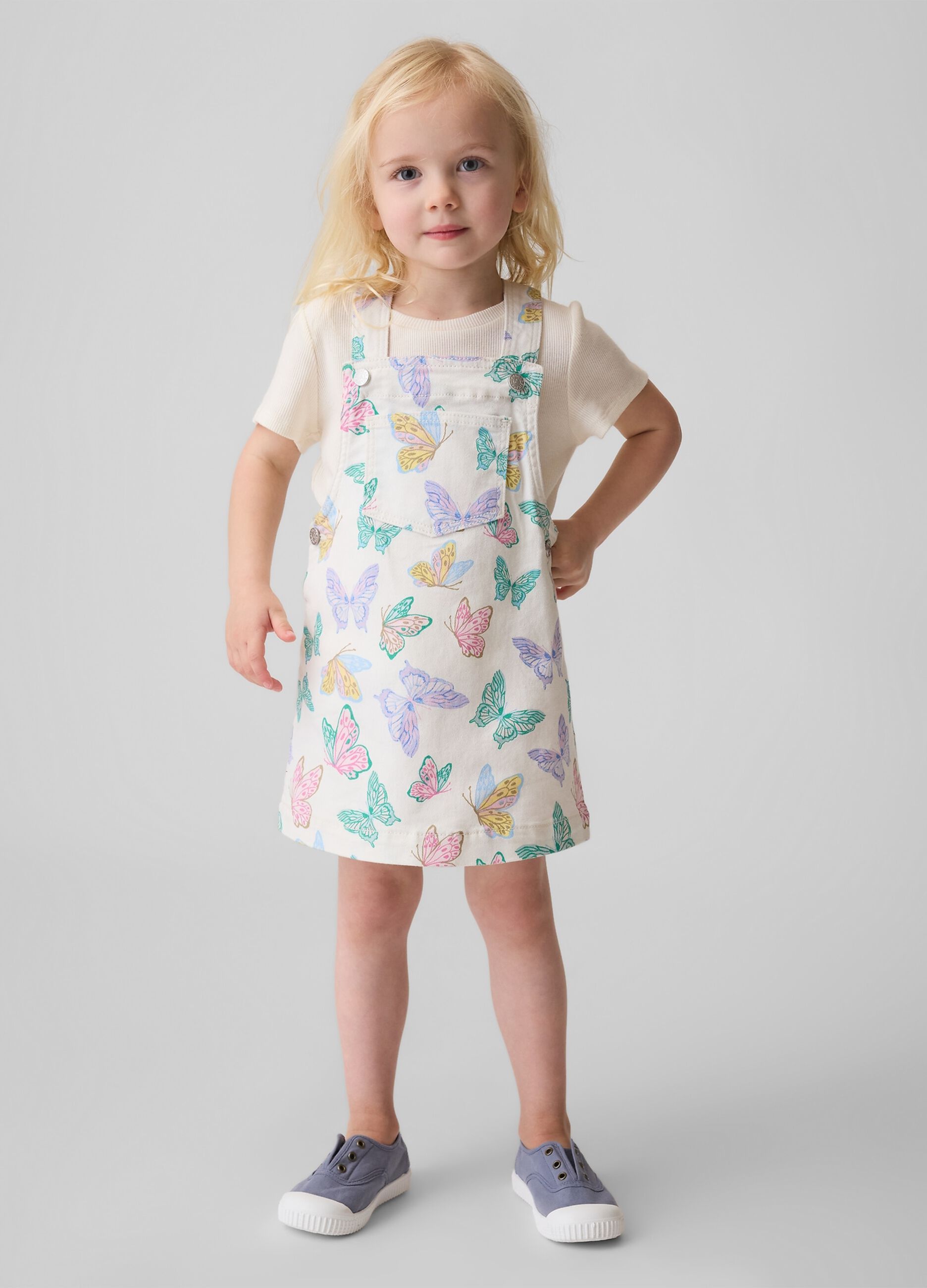 Cotton dress with butterfly print