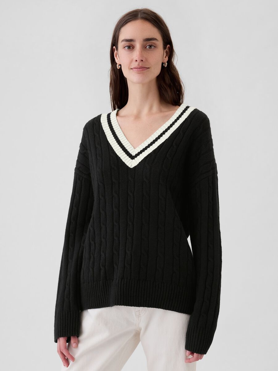 Pullover oversize con profili rigati Donna_0