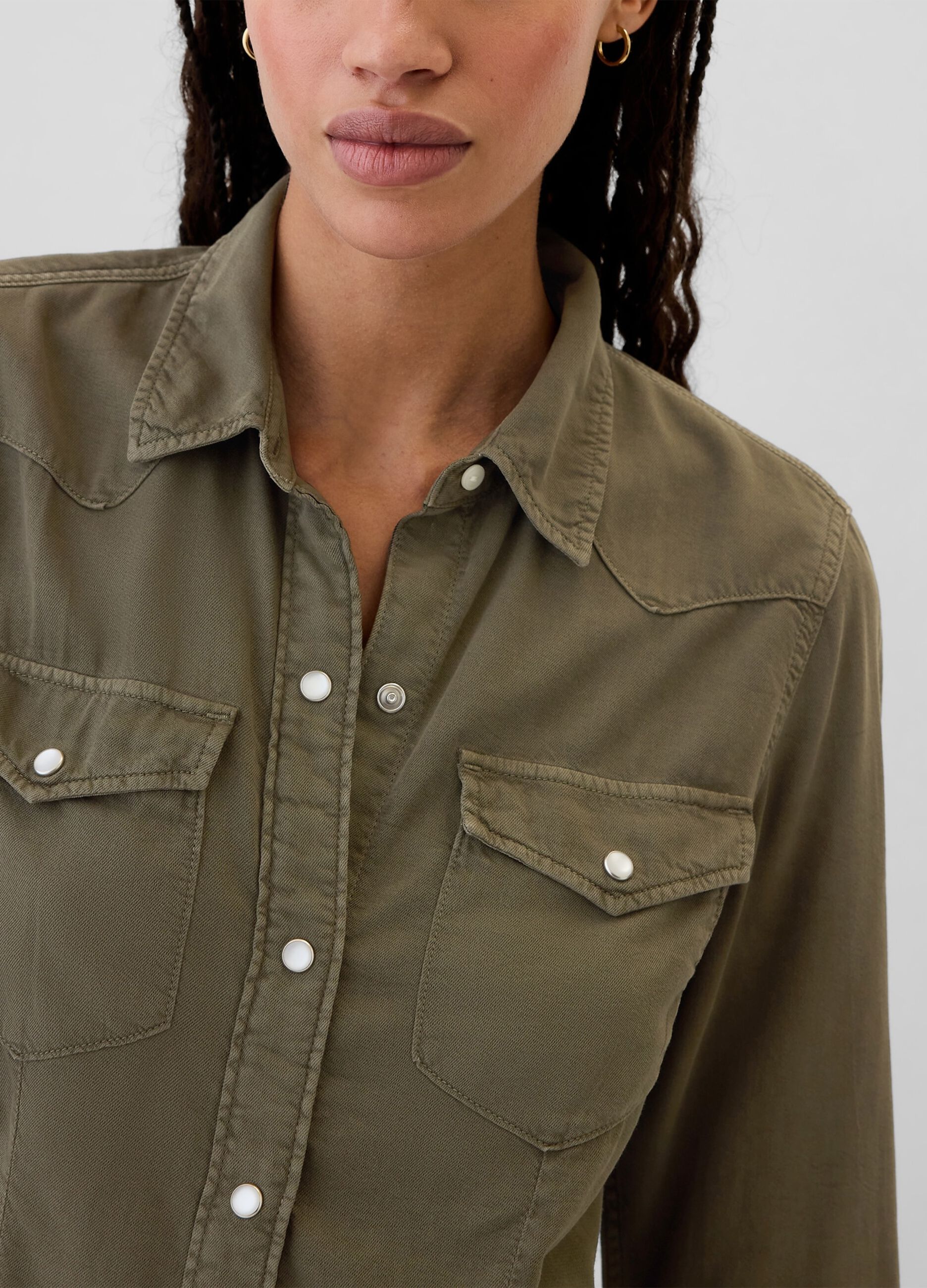 Camicia western in denim con bottoni perlati_3