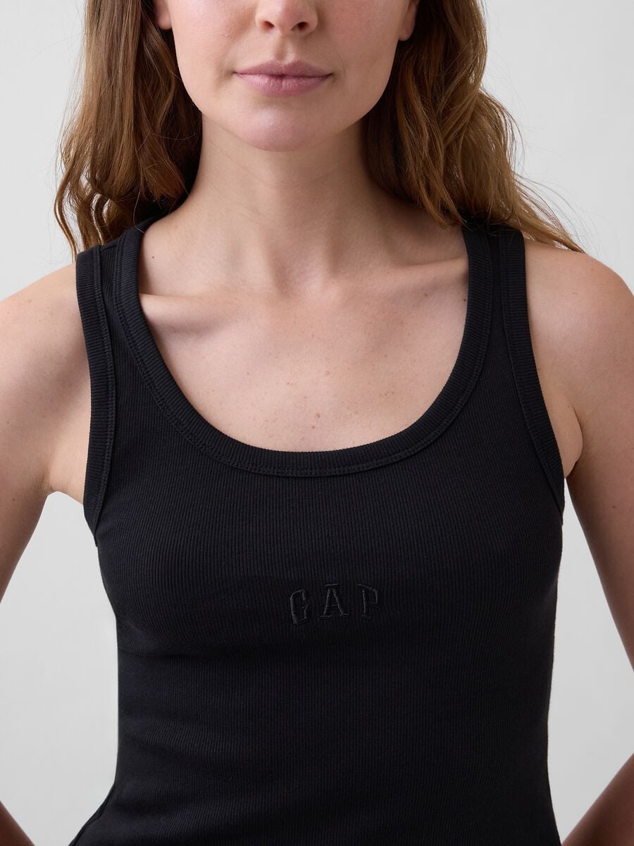 Tank top in cotone elasticizzato con logo GAP Donna_3