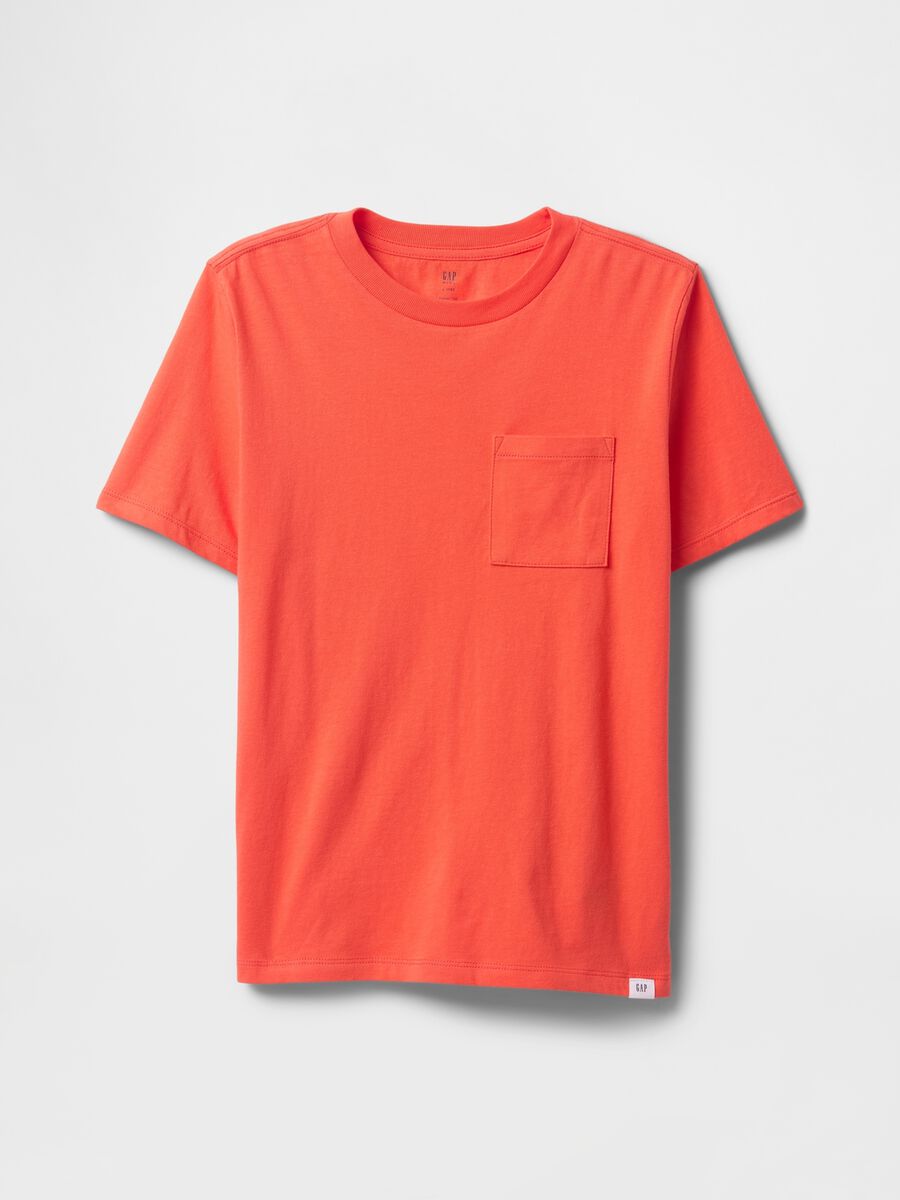 T-shirt arancione con taschino Boy_0