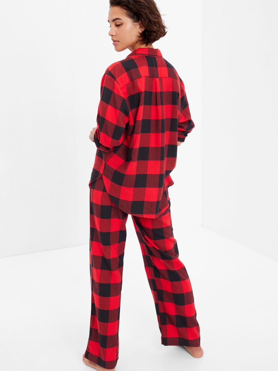 Long pyjamas in check flannel Woman_1