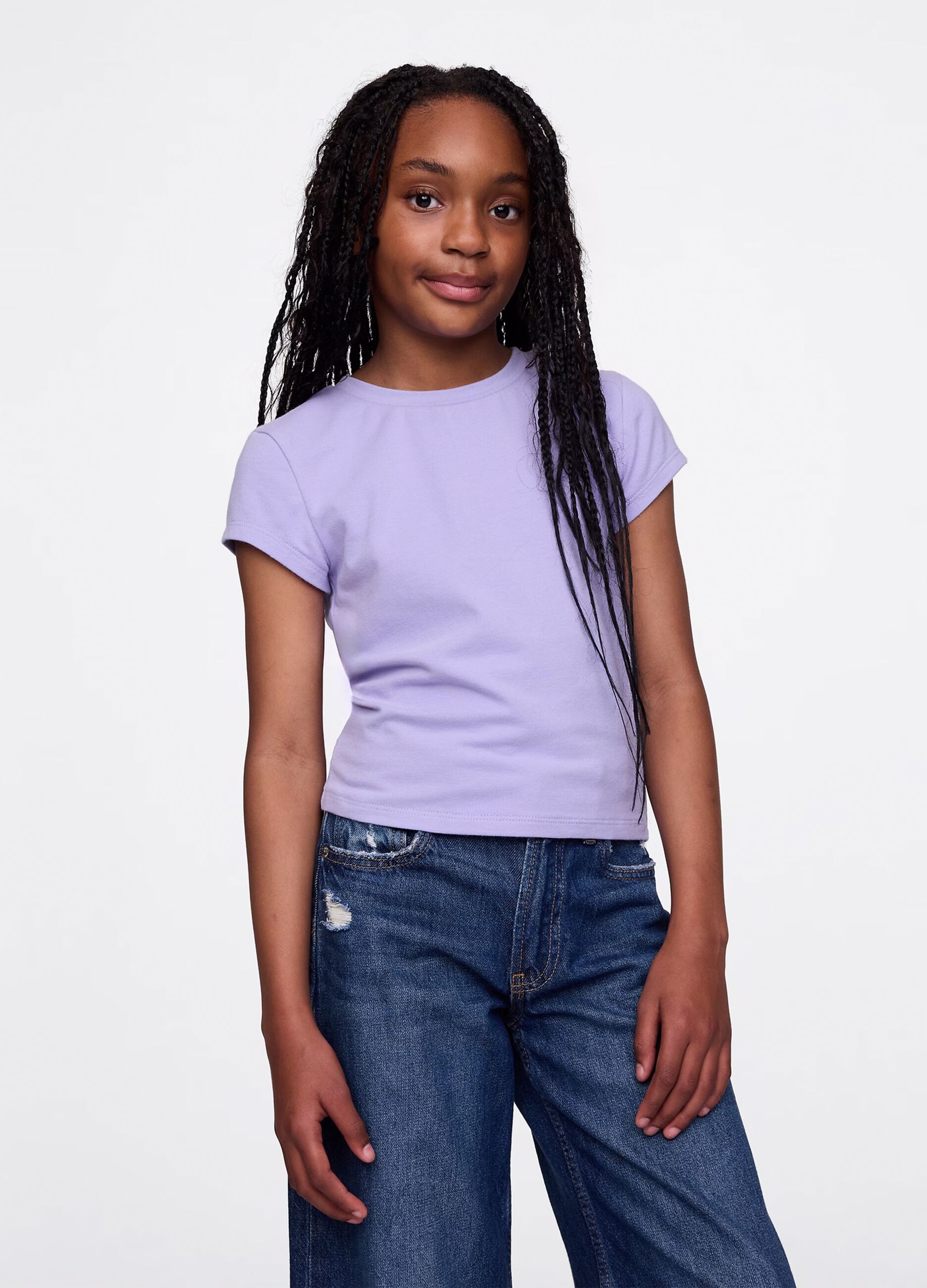 T-shirt viola in cotone stretch