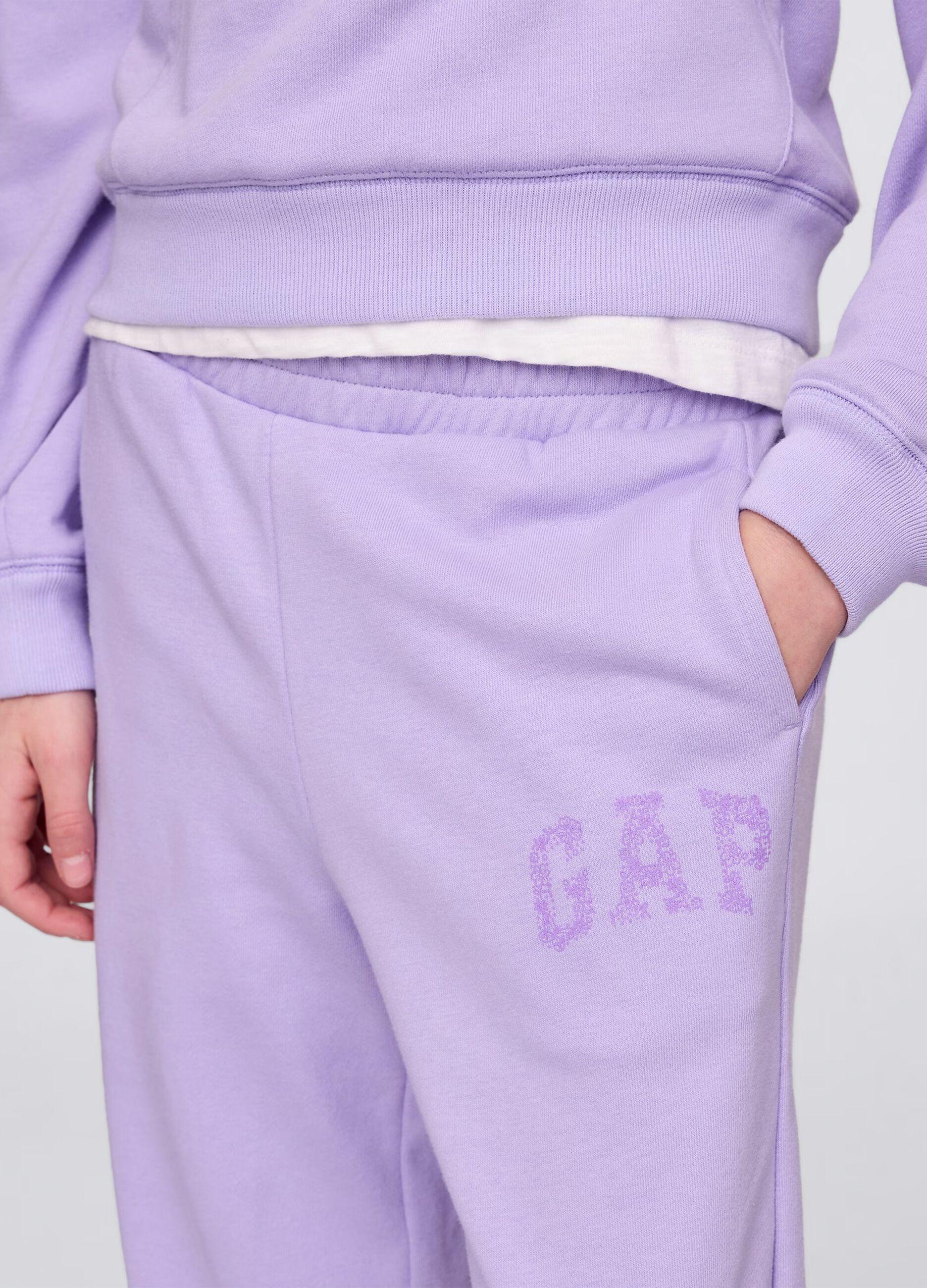 Joggers viola a gamba larga con stampa logo_3