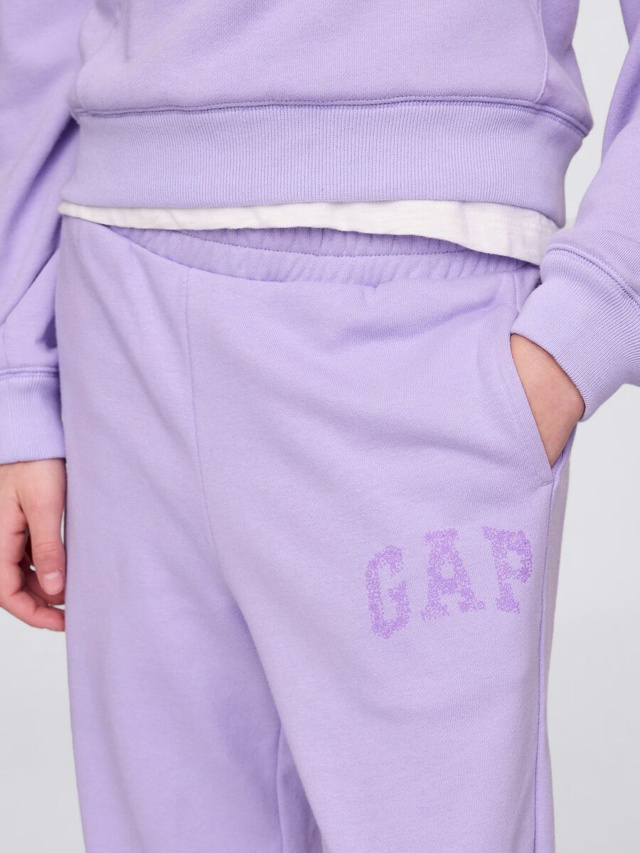 Joggers viola a gamba larga con stampa logo Bambina_3