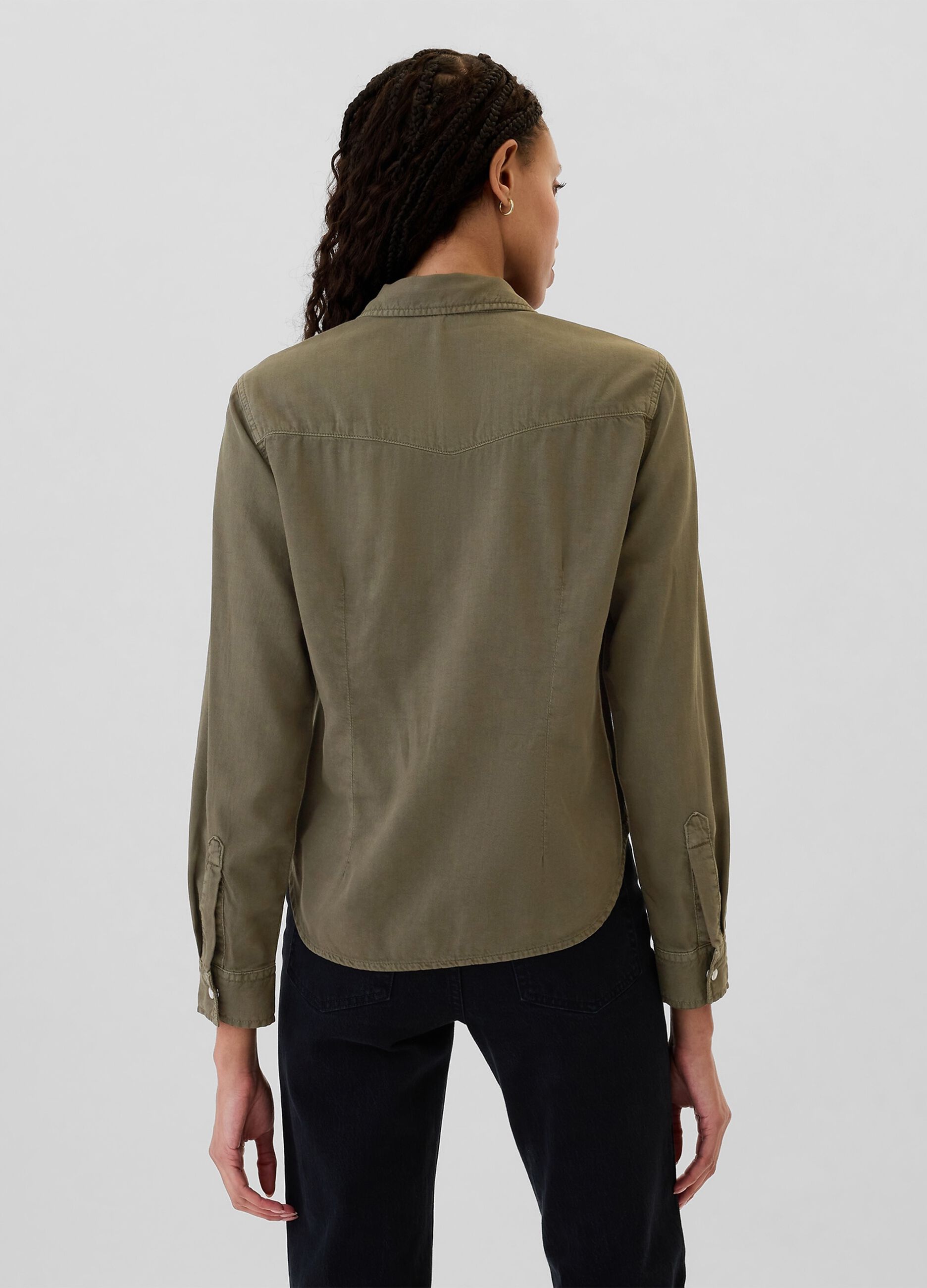 Camicia western in denim con bottoni perlati_2