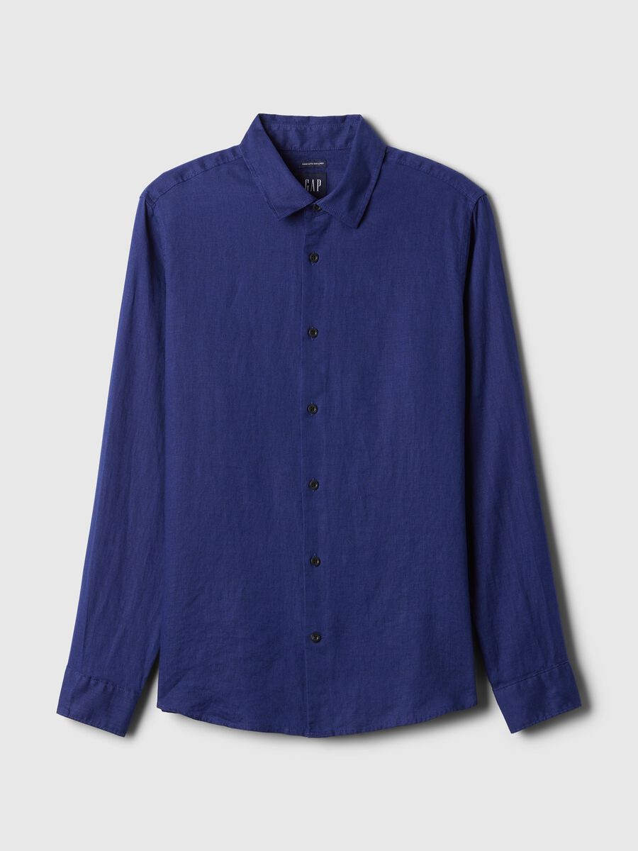 Camicia regular fit in lino Uomo_3