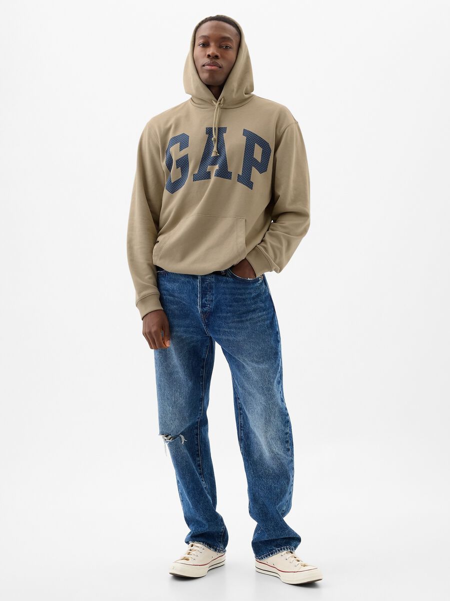 Sweatshirt with hood and maxi logo print Man_0