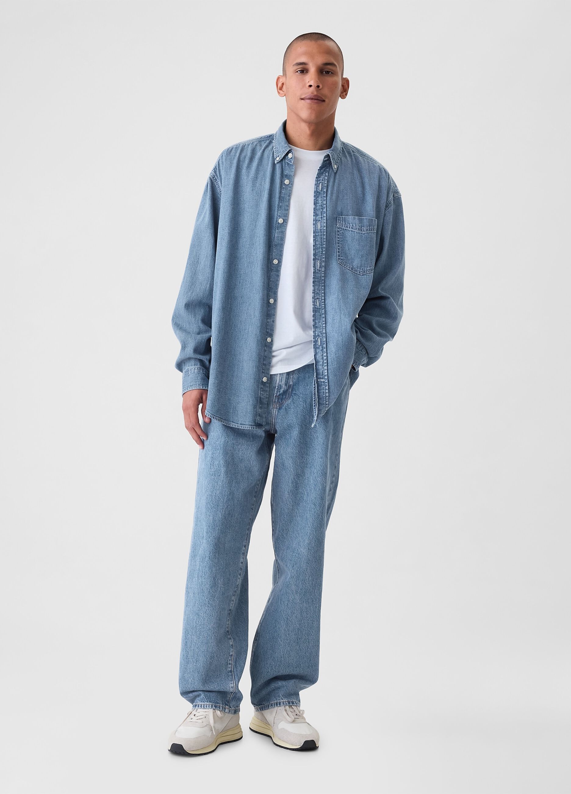 Camicia button-down in denim _1