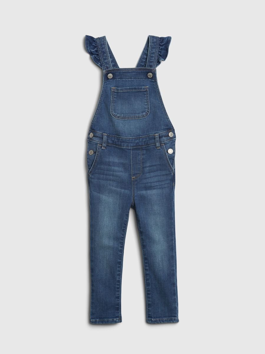 Skinny-fit dungarees in denim with ruffles Baby Girl_0