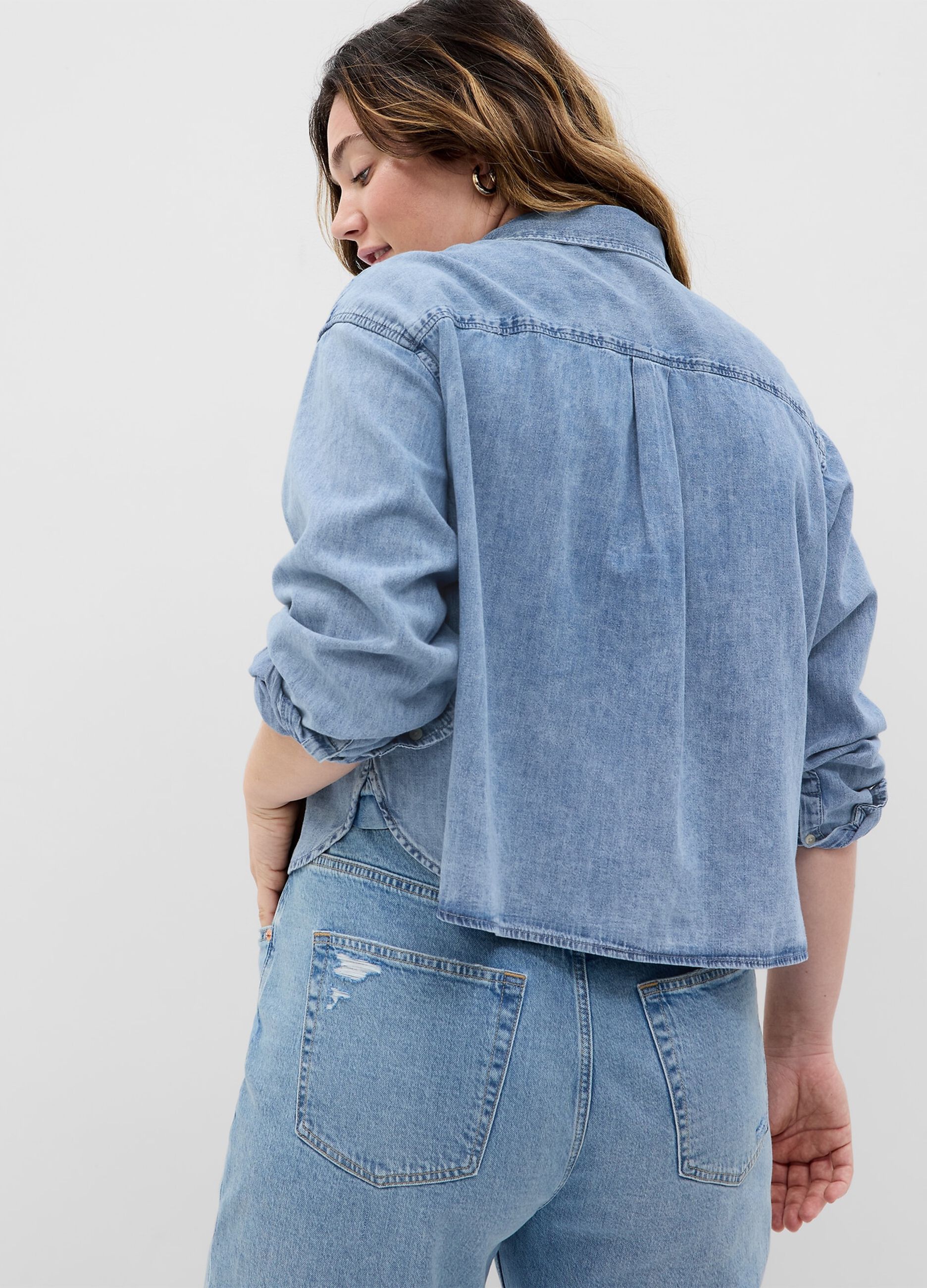 Camicia crop in denim_4
