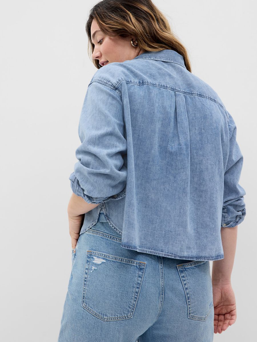 Camicia crop in denim Donna_4