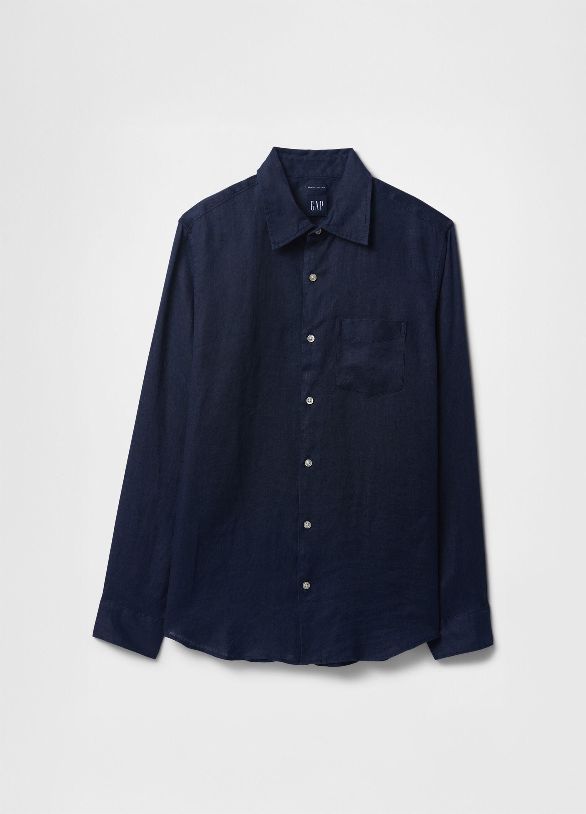Camicia in lino blu scuro Gap_3