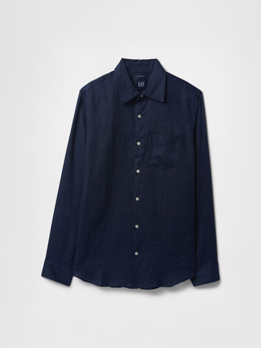 Camicia in lino blu scuro Gap Uomo_3