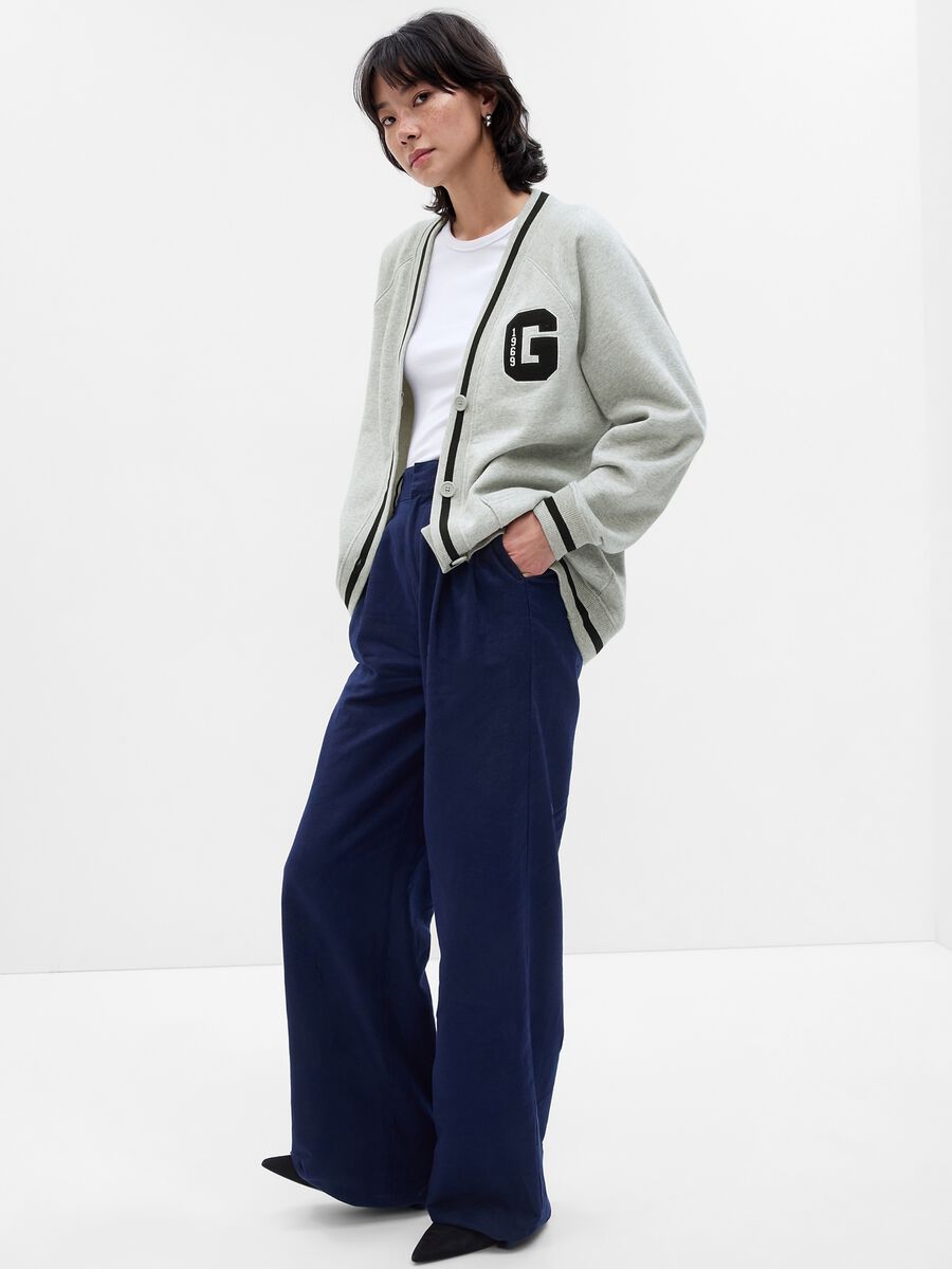 Varsity cardigan in fleece with logo embroidery Woman_0