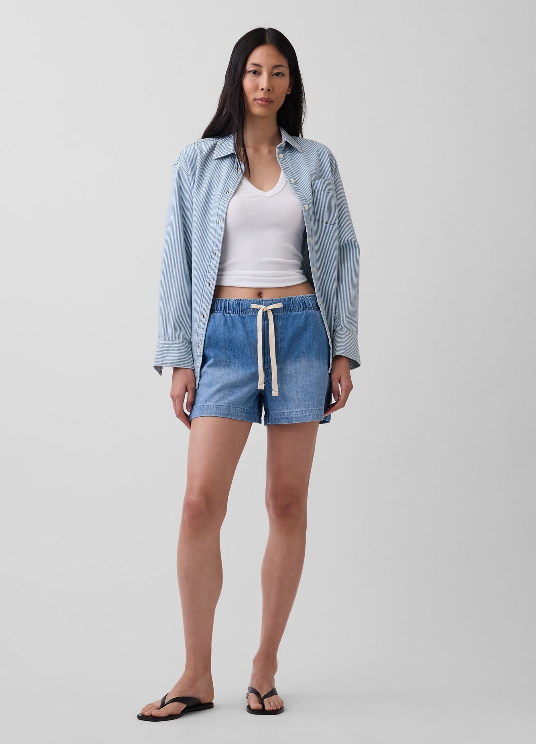 Shorts denim in misto cotone e lyocell