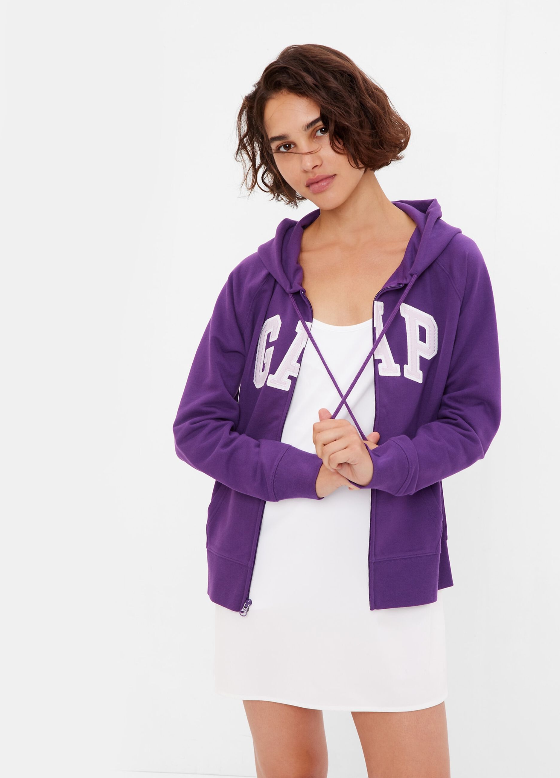 Full-zip in felpa con ricamo logo