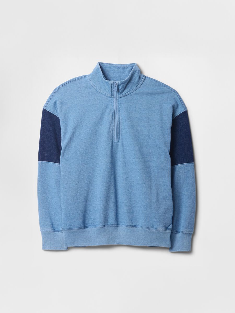 Blue cotton sweatshirt with half zip Boy_4