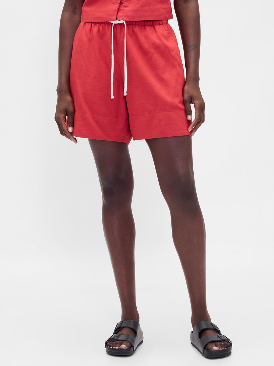 Shorts in misto lino e viscosa Donna_1