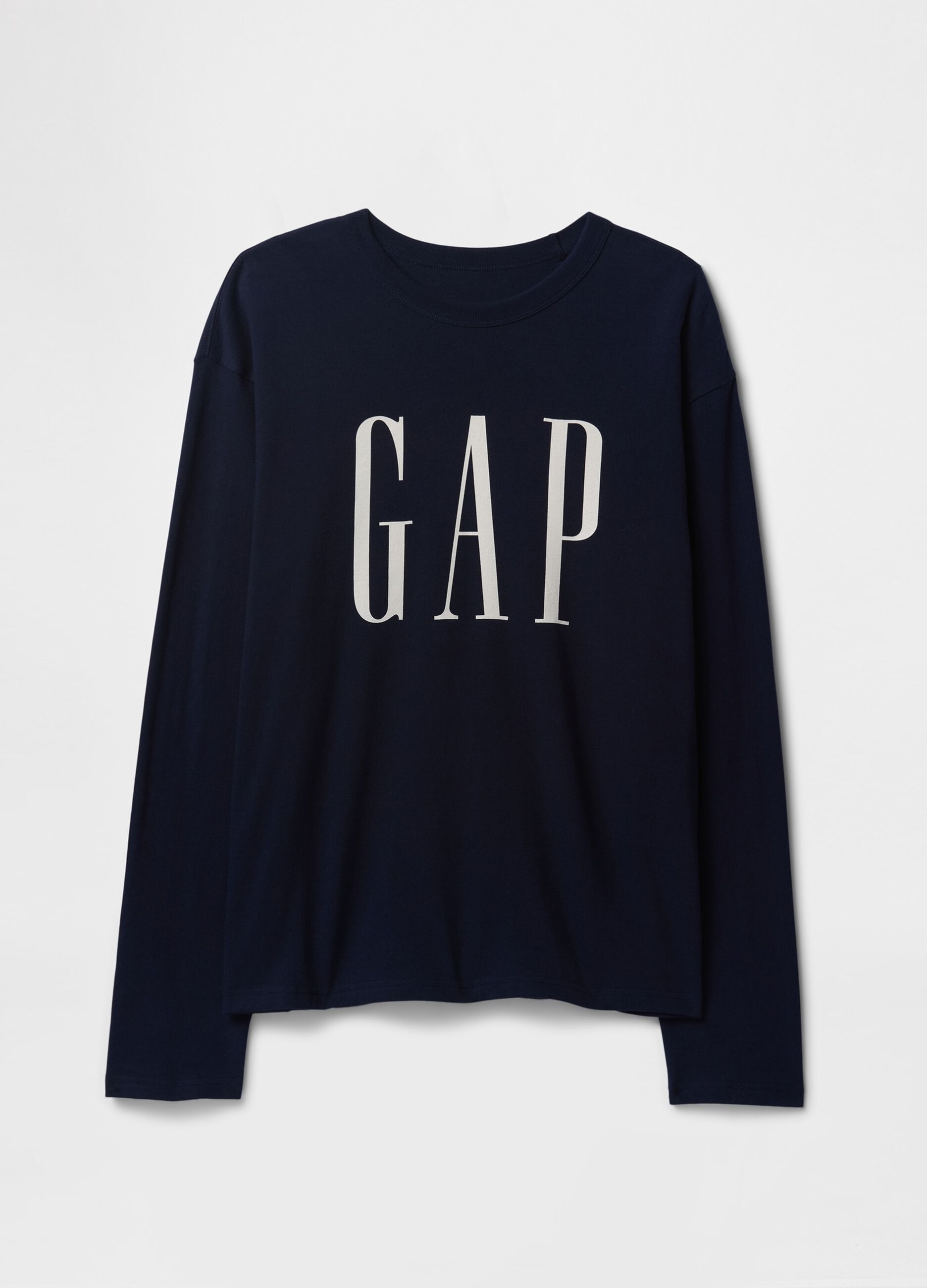 T-shirt a maniche lunghe in cotone blu con logo Gap_3