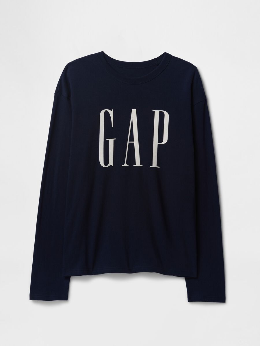 T-shirt a maniche lunghe in cotone blu con logo Gap Uomo_3