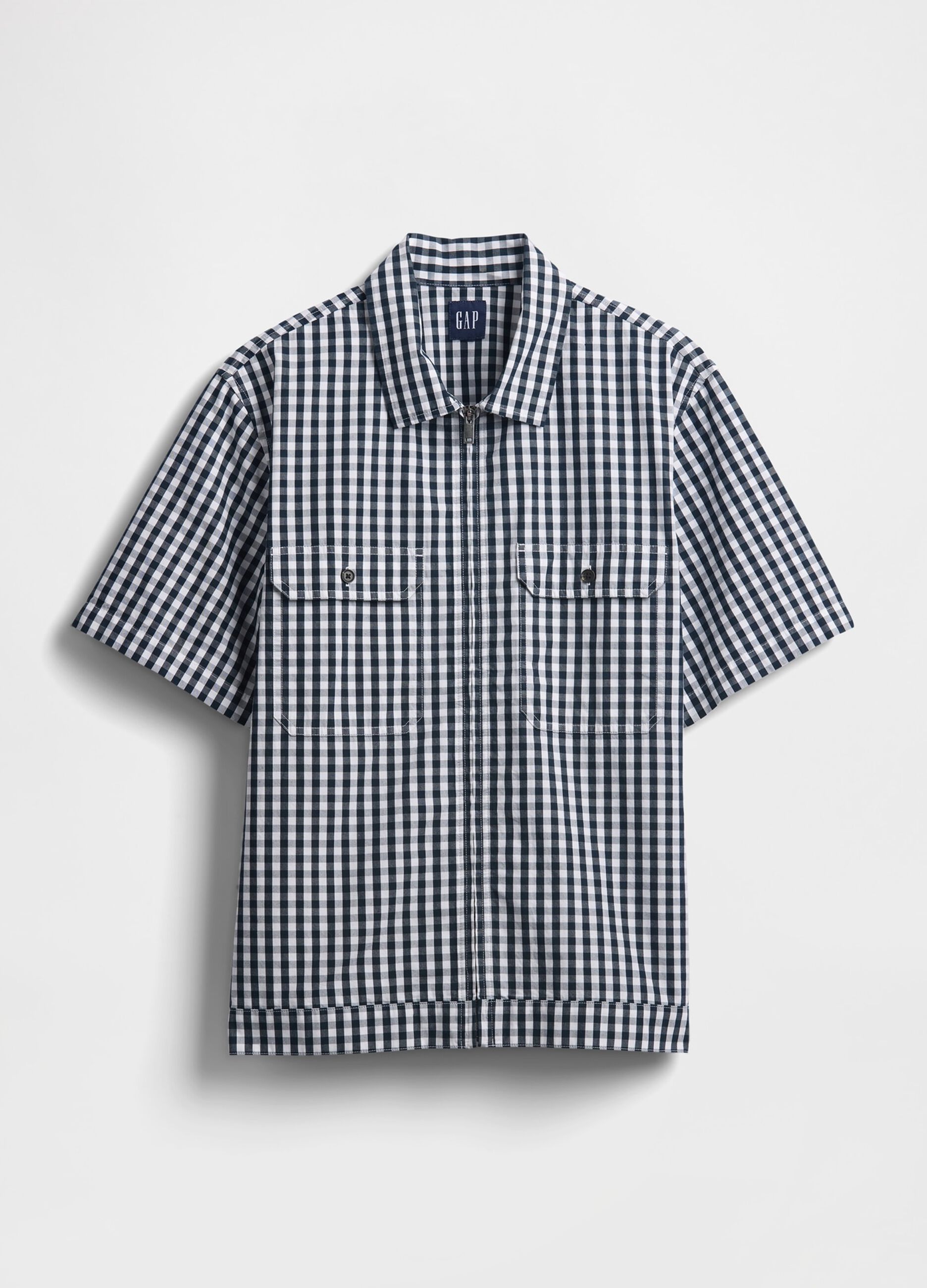 Camicia a quadri blu e bianco a maniche corte_4