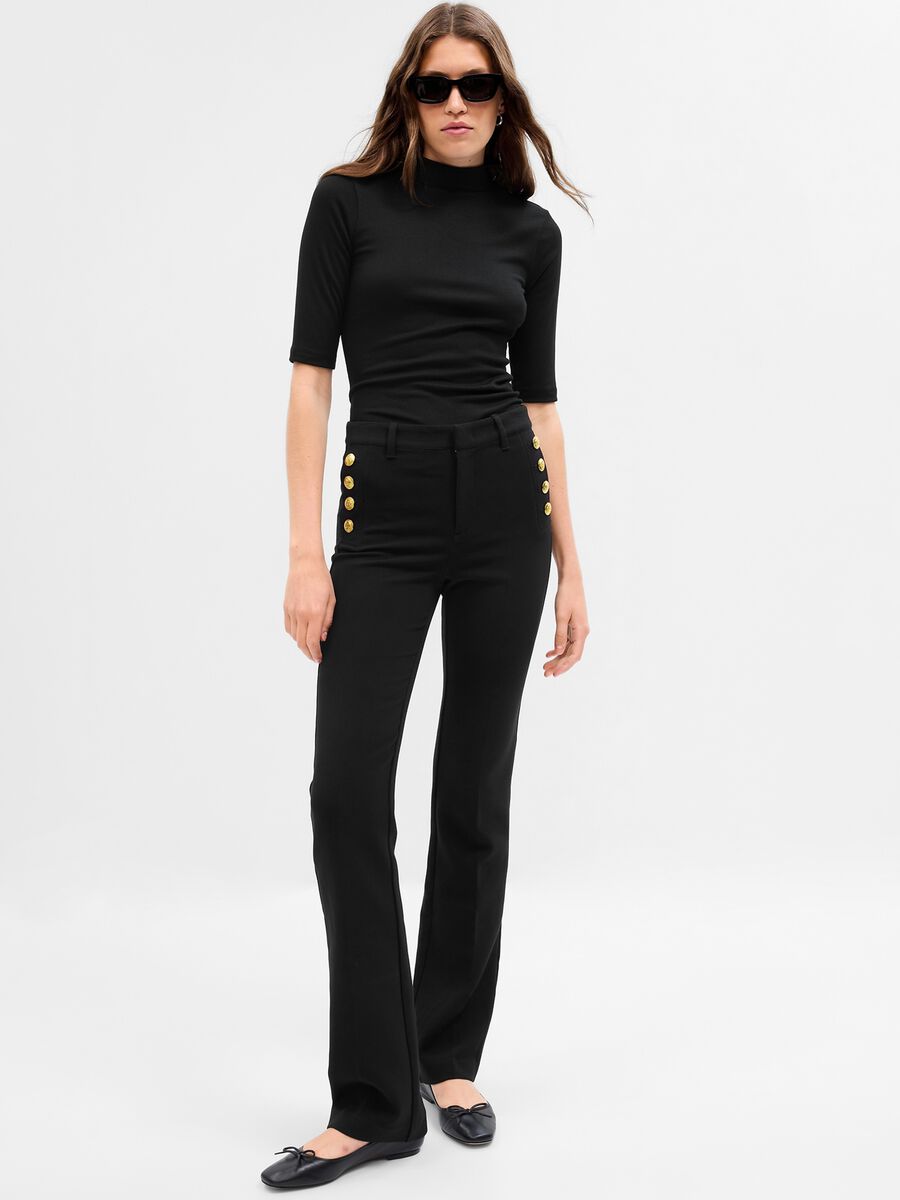 Flare-fit trousers with golden buttons Woman_0