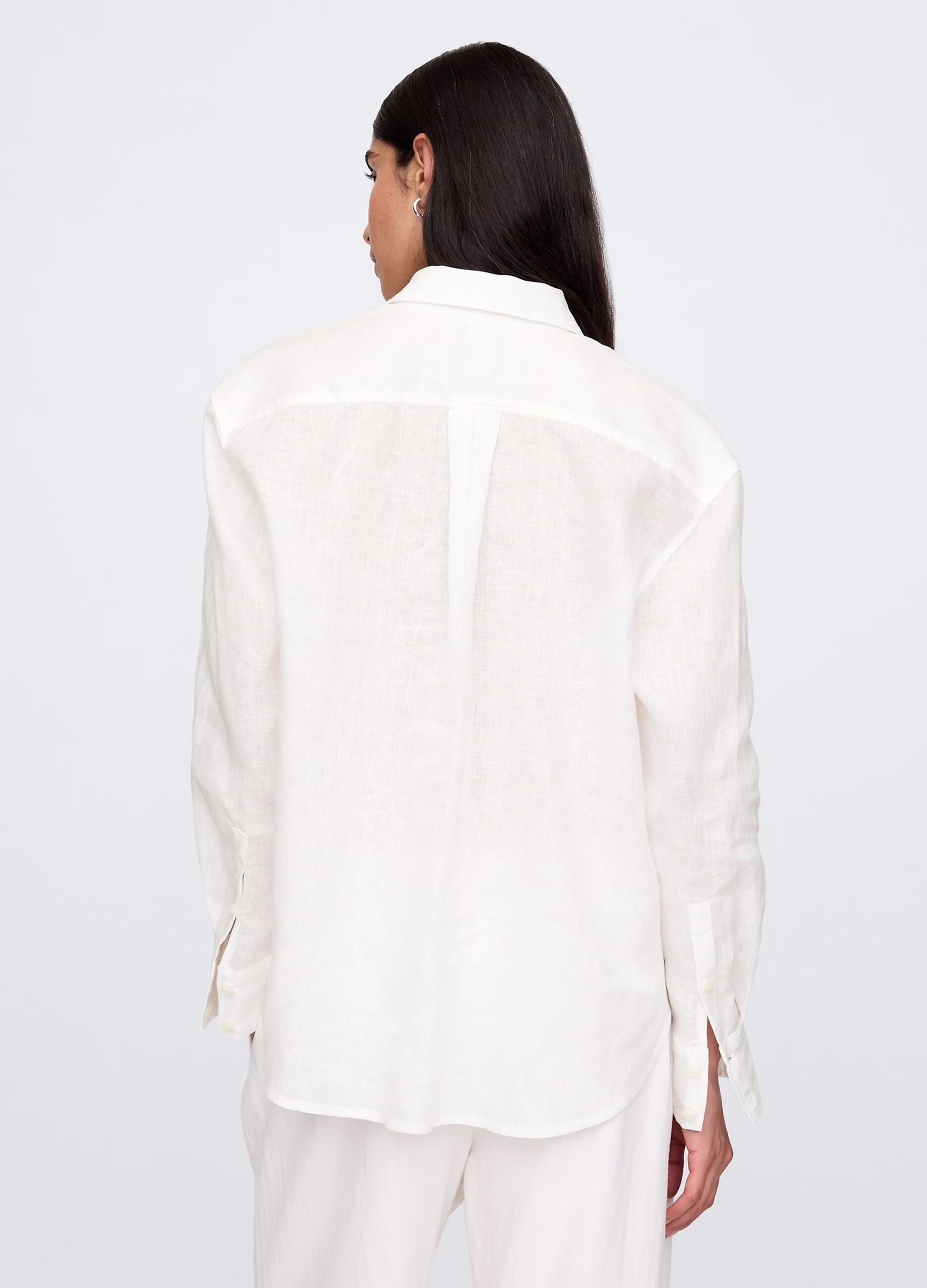 Camicia bianca ampia in puro lino_2