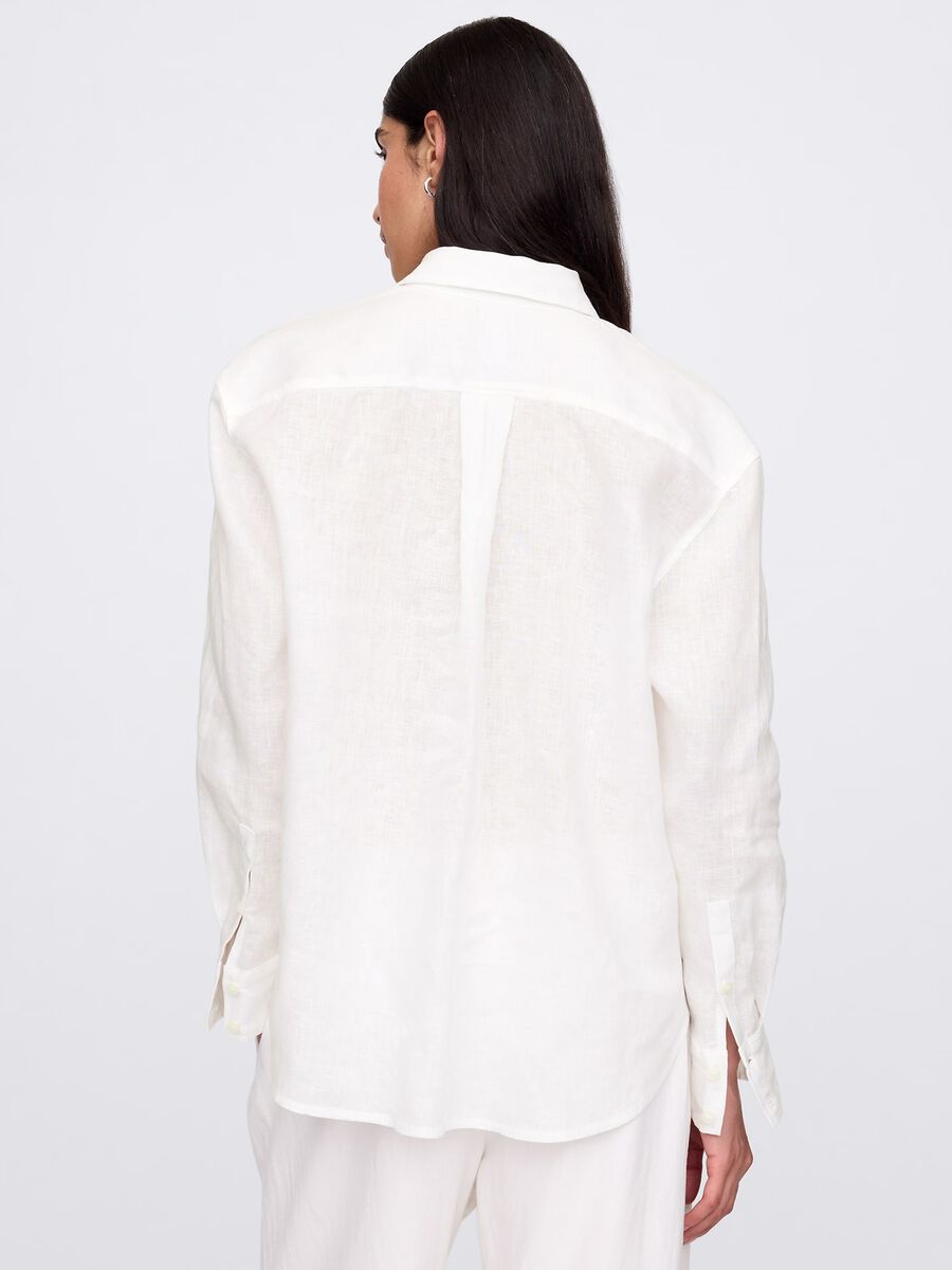 Long White Linen Shirt Woman_2
