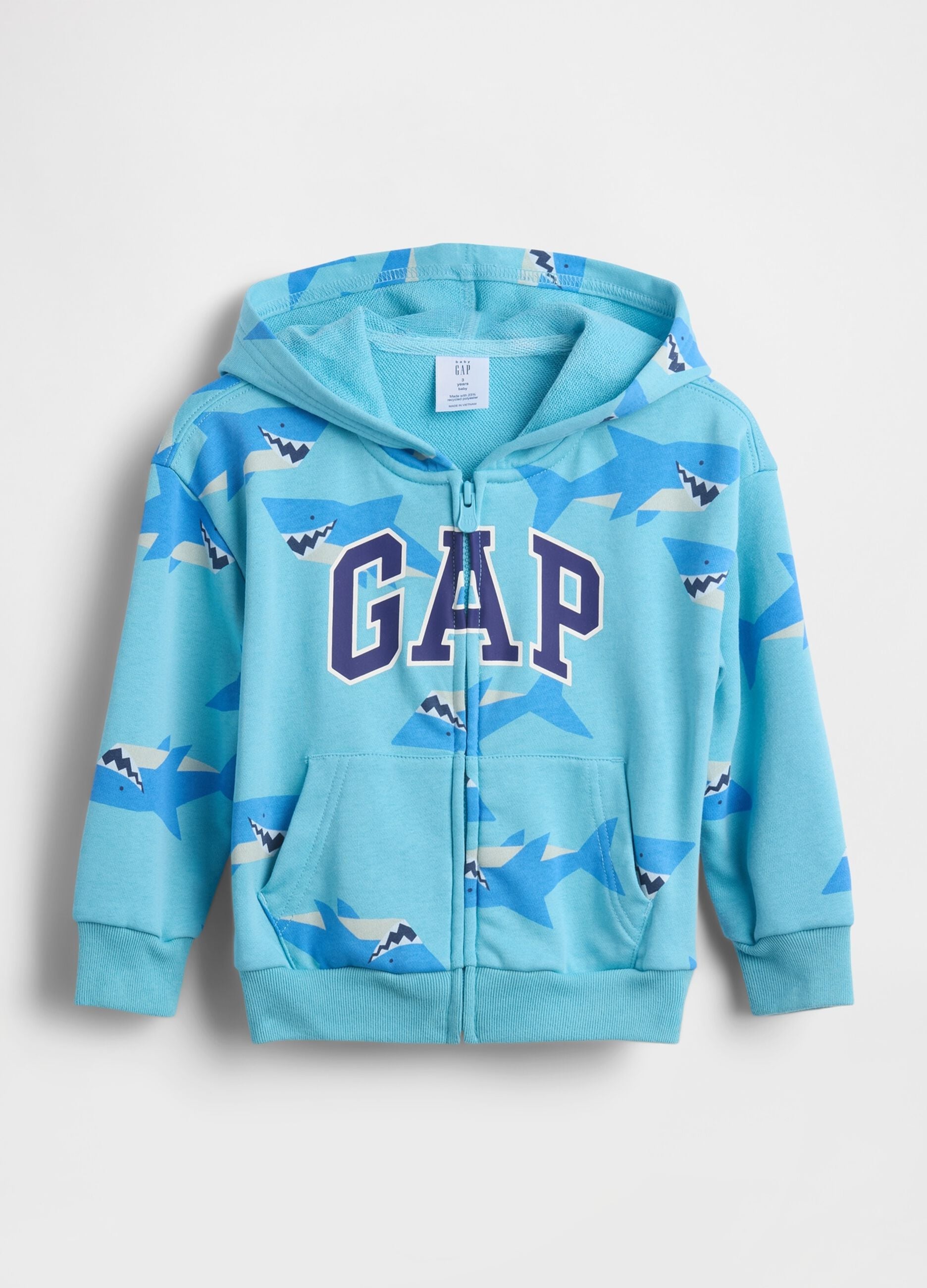 Felpa con cappuccio e zip in misto cotone