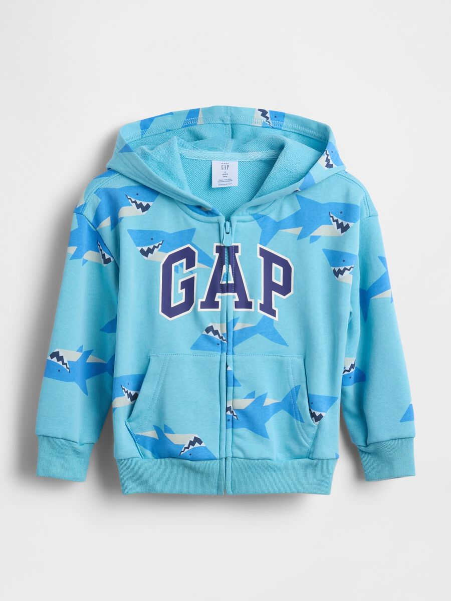Felpa con cappuccio e zip in misto cotone Bimbo_0