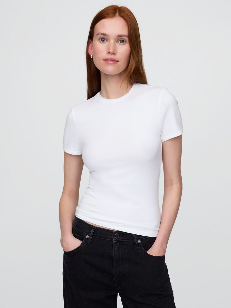 T-shirt elasticizzata a maniche corte Donna_0