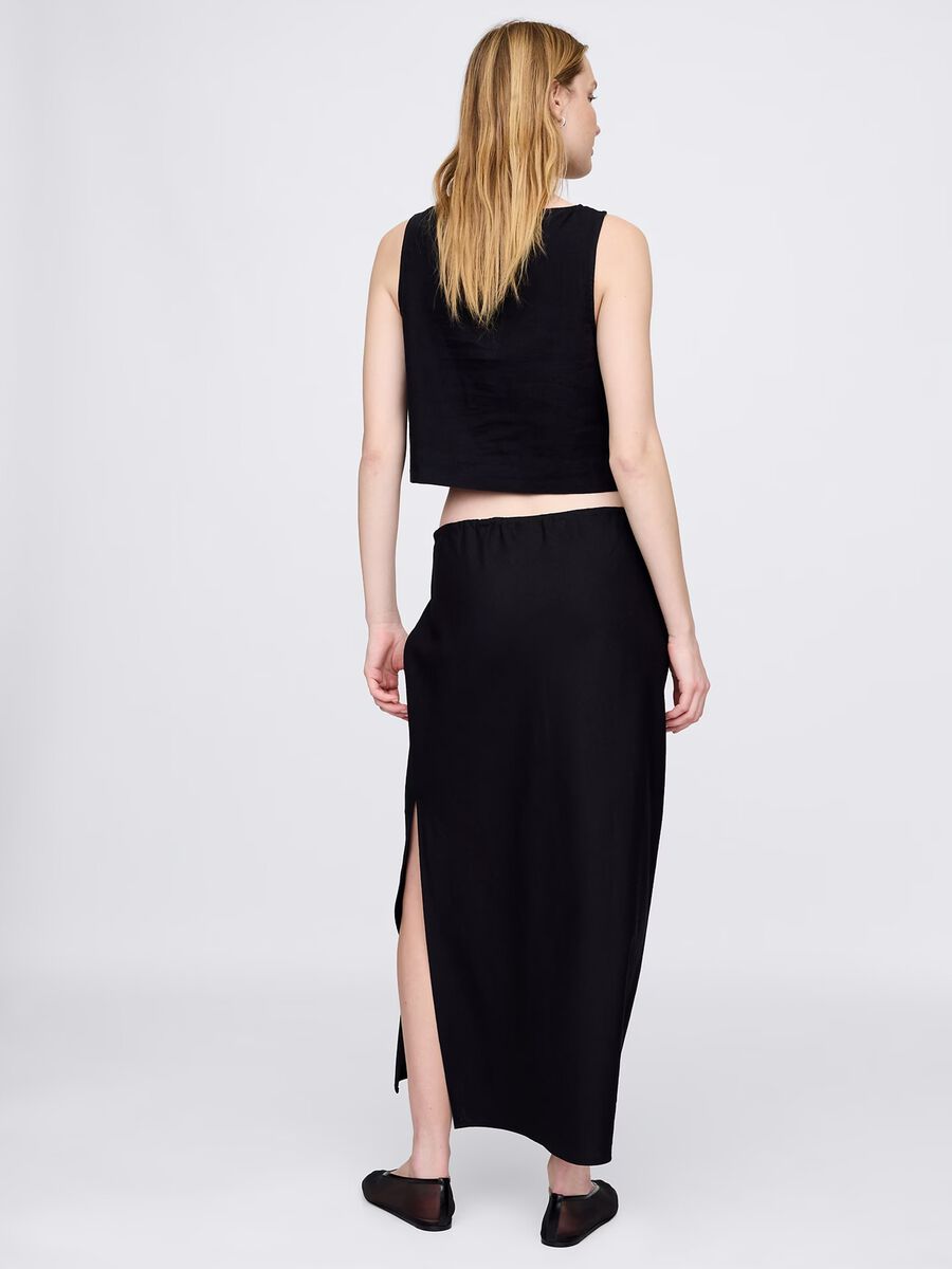 Gonna lunga nera in lino e viscosa Gap Donna_2