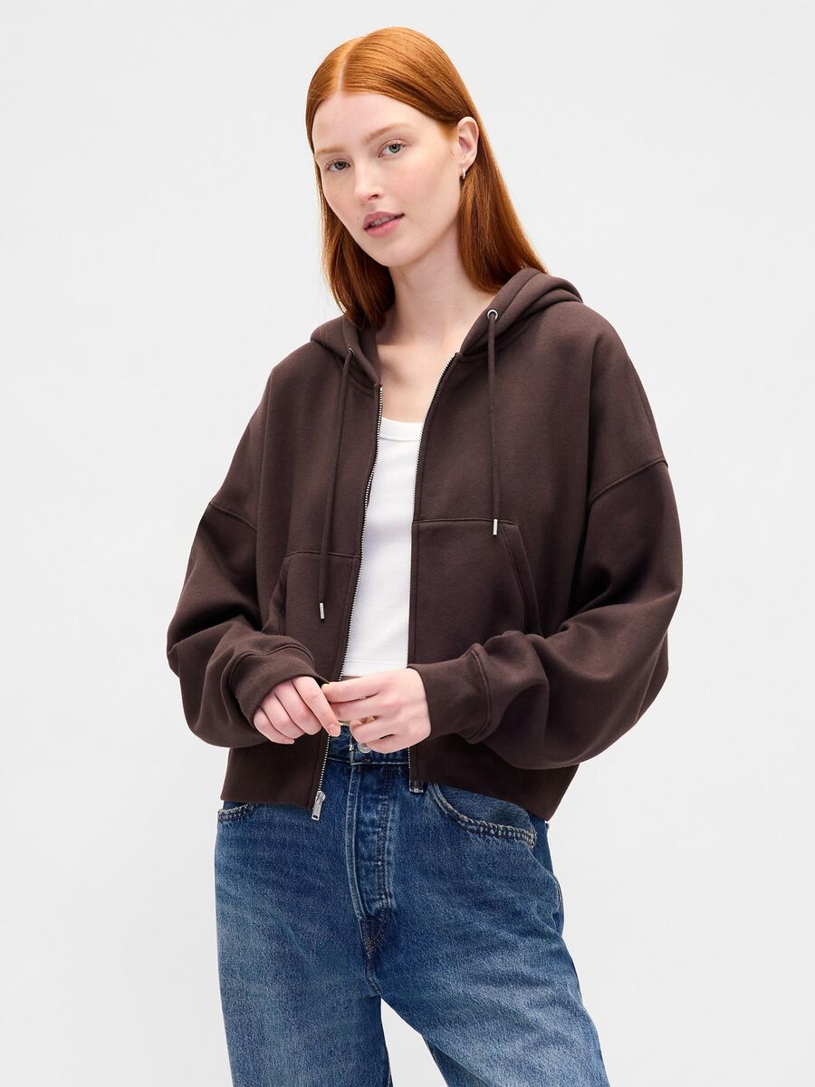 Felpa con cappuccio e zip Donna_0