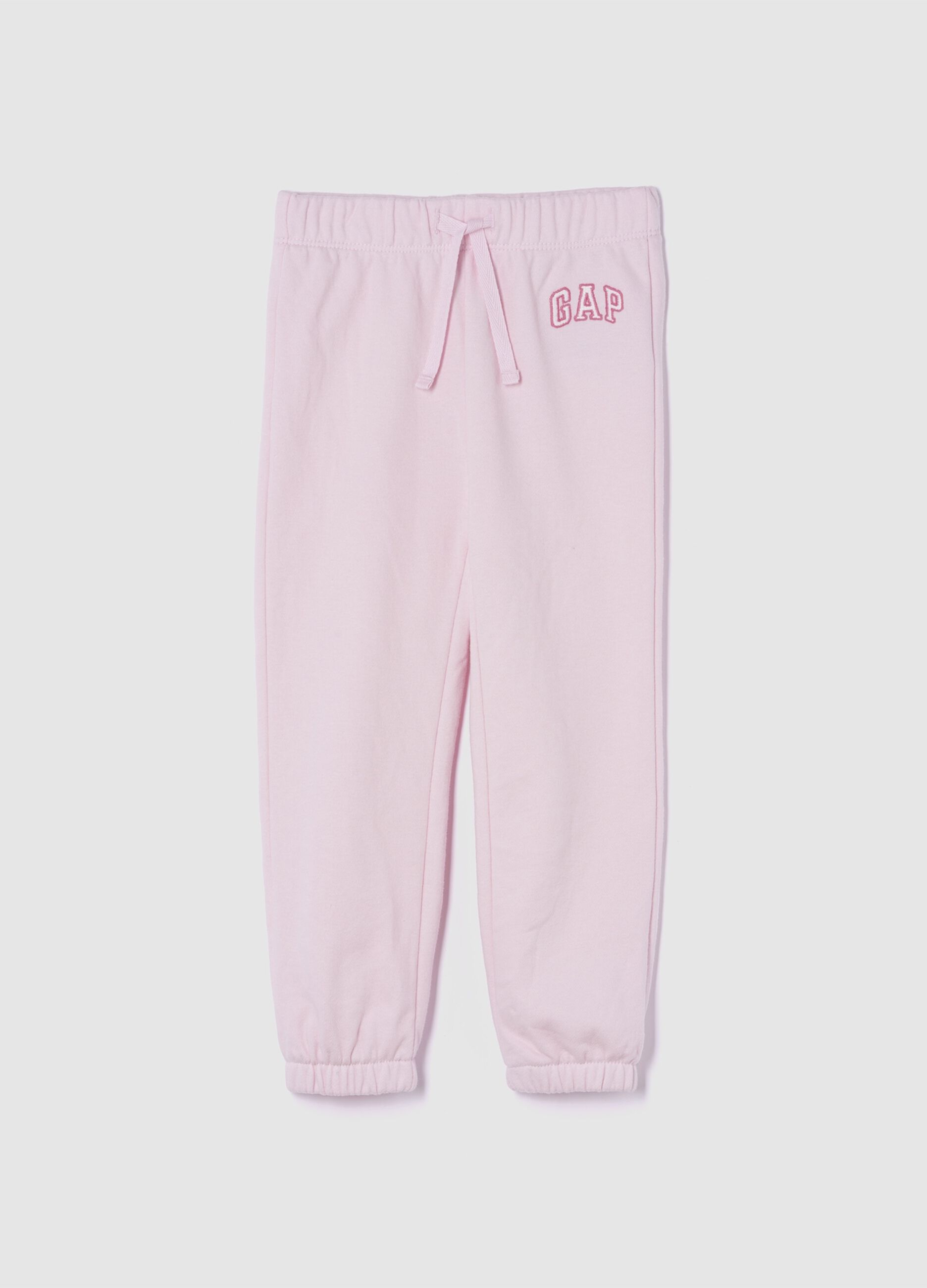 Baby girl's pink cotton blend trousers in regular fit