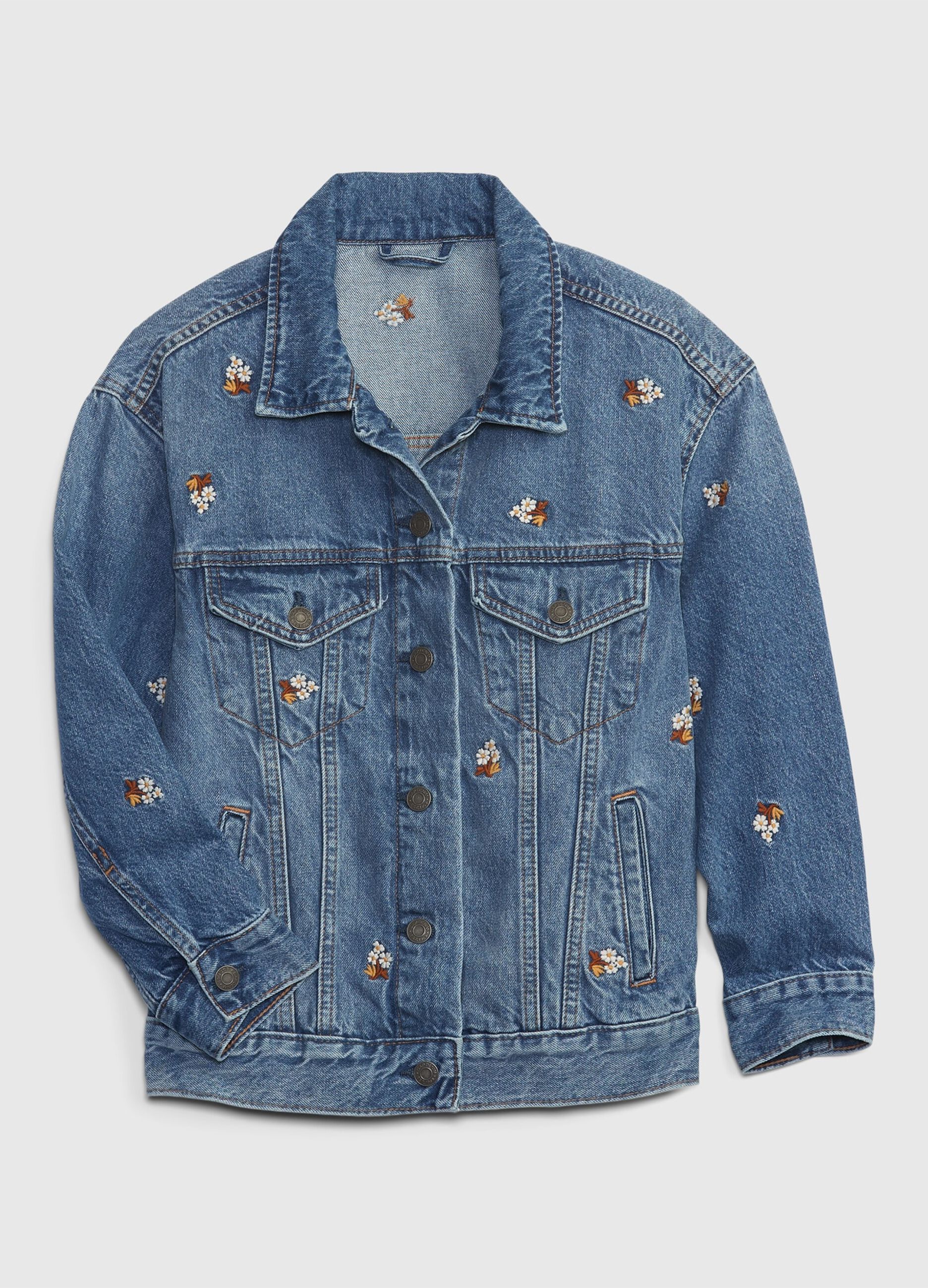 Denim jacket with flower application