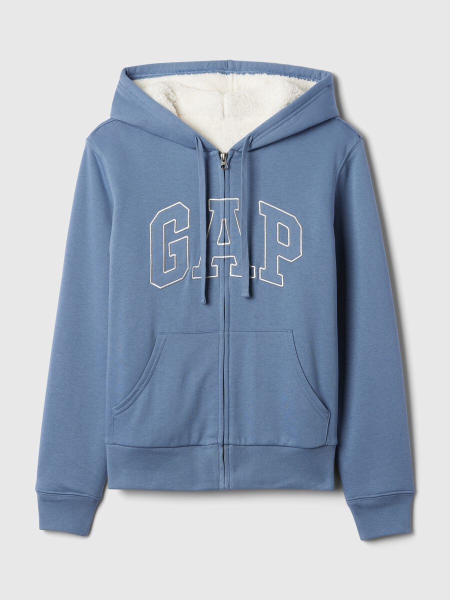Full-zip con interno in sherpa e ricamo logo Donna_3