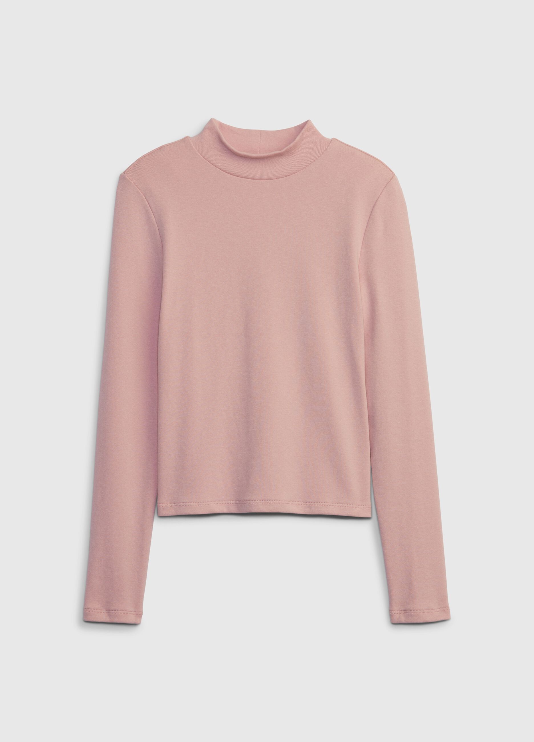 Long-sleeved T-shirt with mock neck