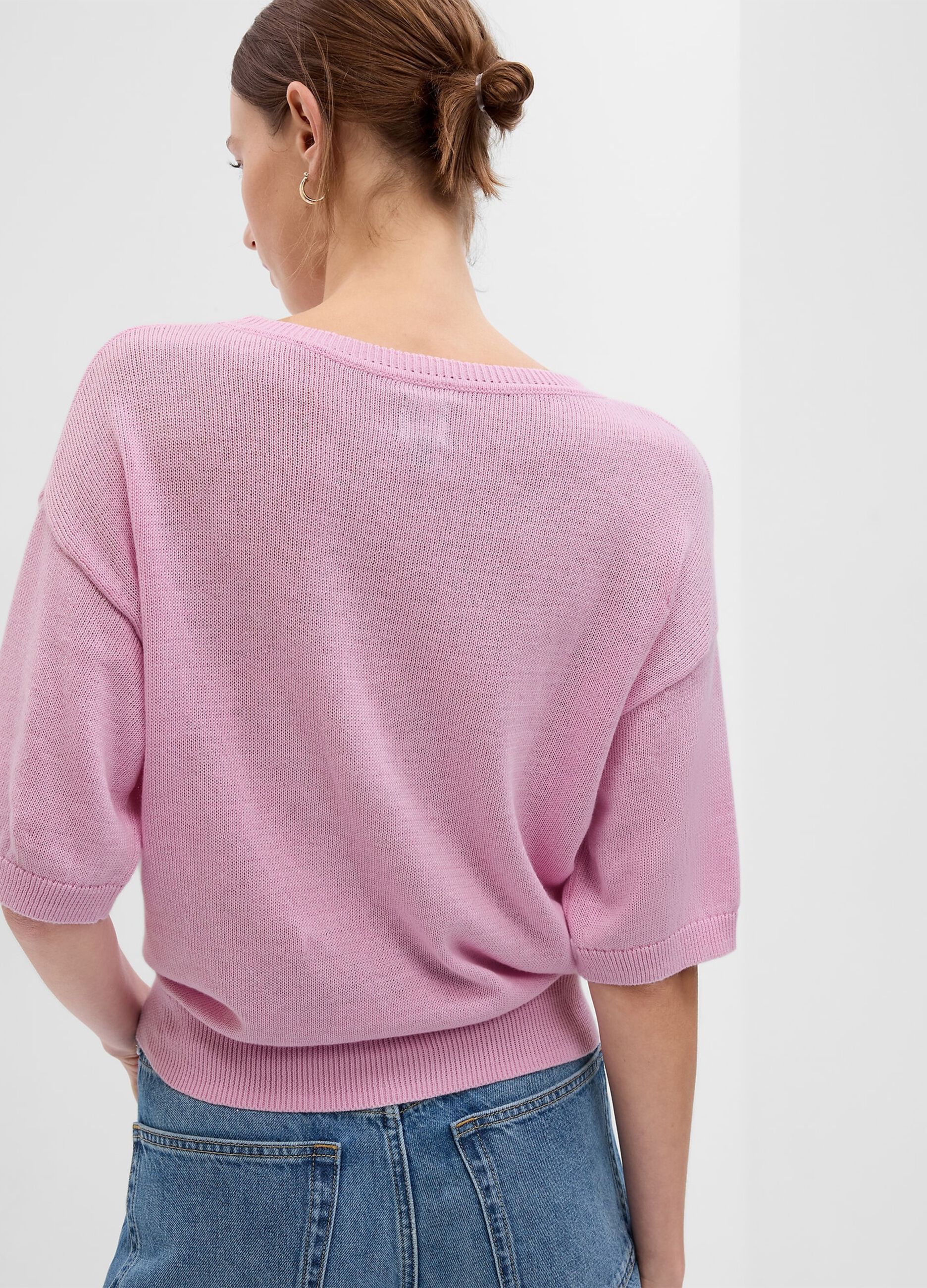 Elbow-length pullover in linen and cotton_1